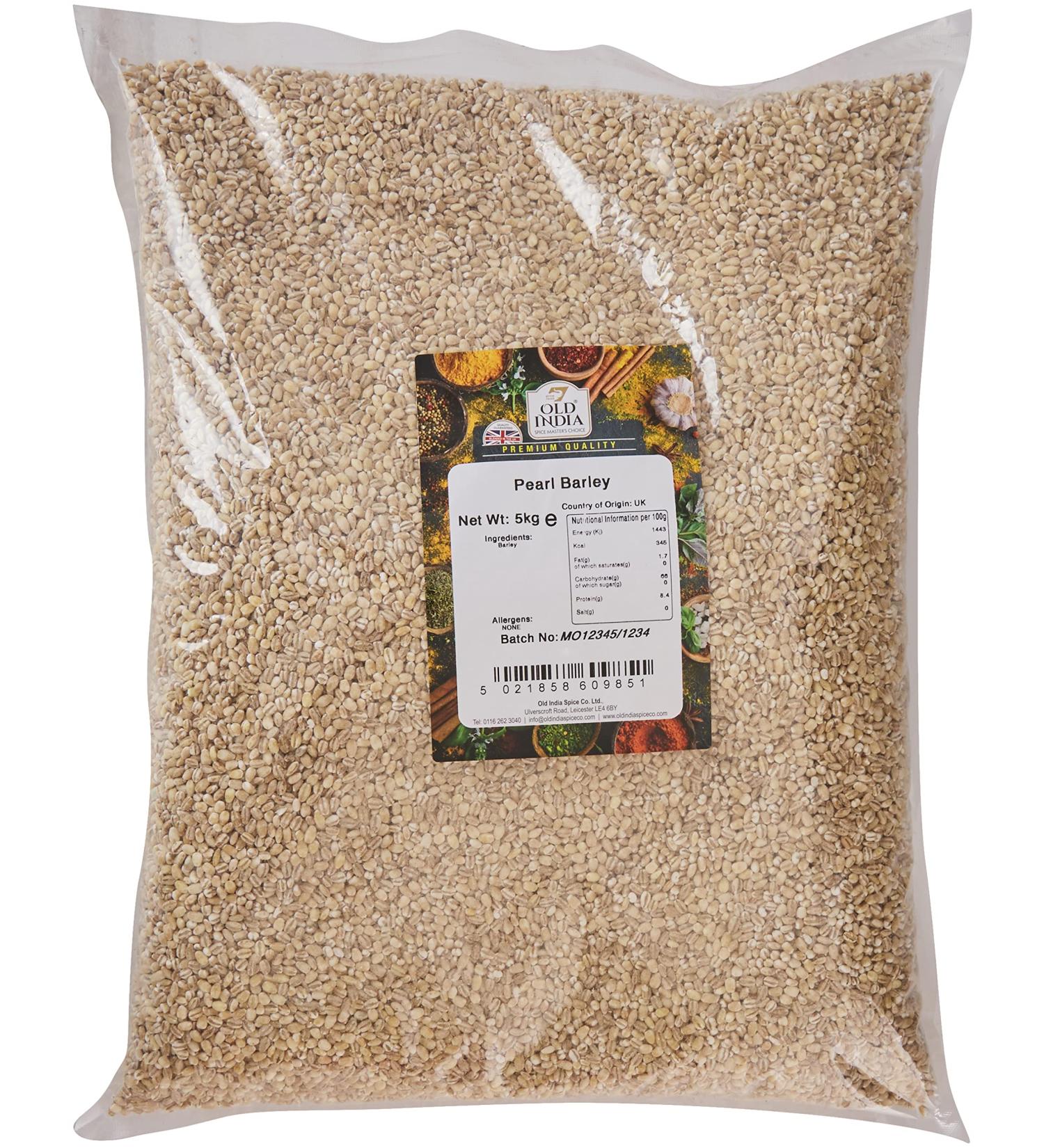 Old India Pearl Barley 5kg - Premium Quality, Whole Grain Barley for Cooking and Baking - Buy Online on GoSupps.com