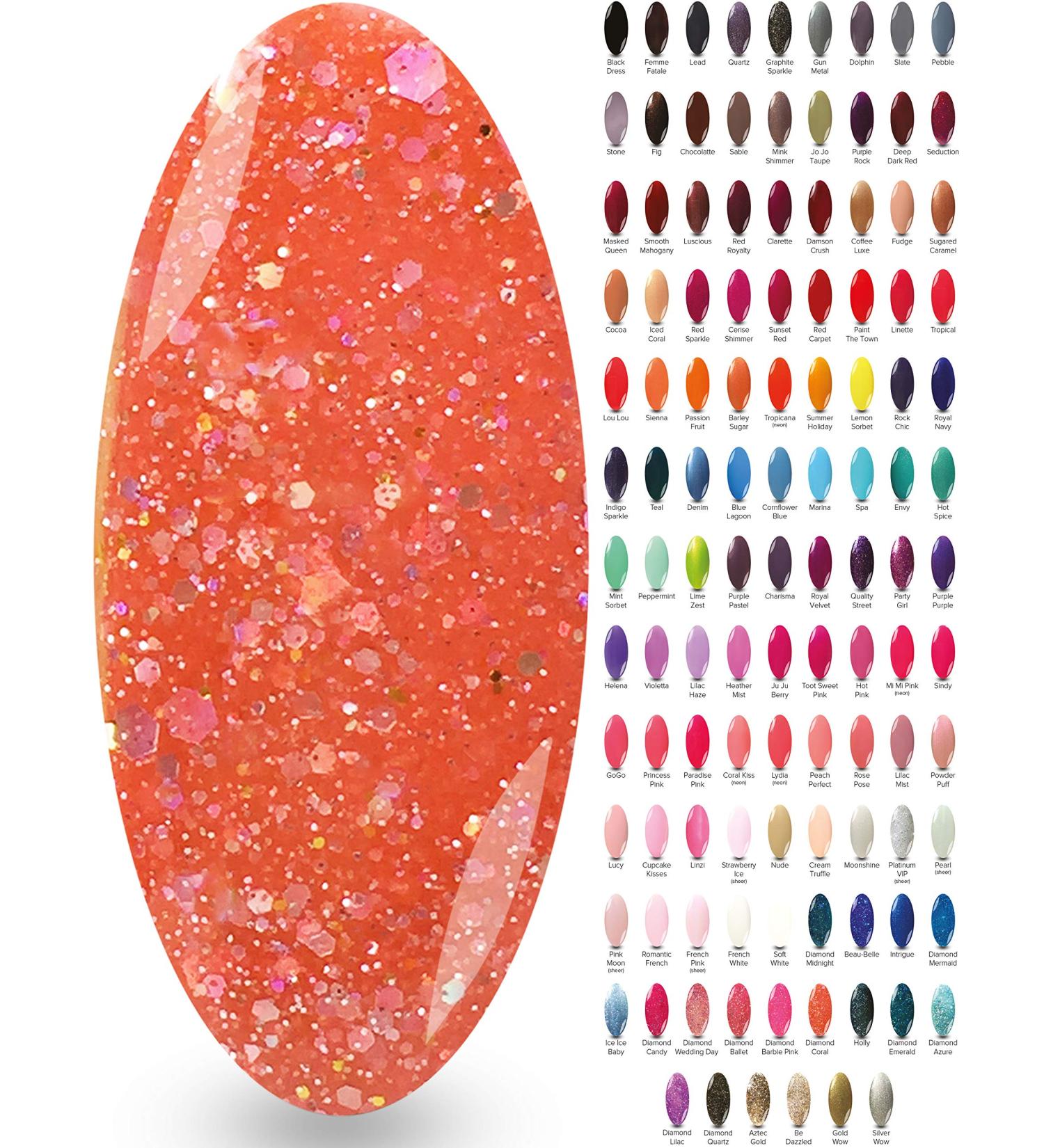 Glitter Coral Nail Gel Polish - (Diamond Coral) Satsuma Orange Coral Bright Summer Spring UV LED Polish by NYK1 Nailac for Nailac Professional Nail Manicure Lamps - Buy Online on GoSupps.com