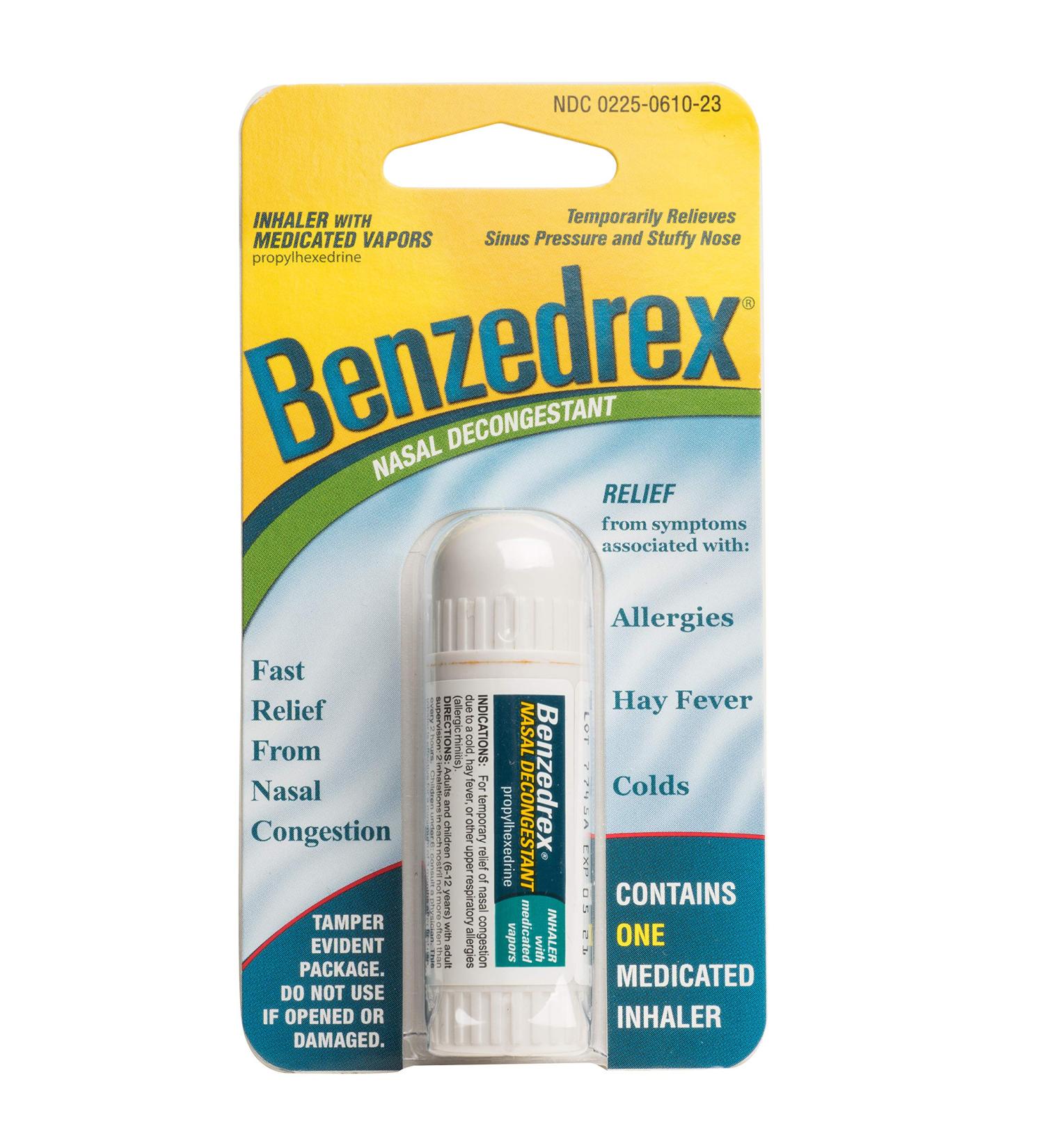 Benzedrex Nasal Decongestant Inhaler - Fast Relief - 1 Count (Pack of 1) - Buy Online on GoSupps.com
