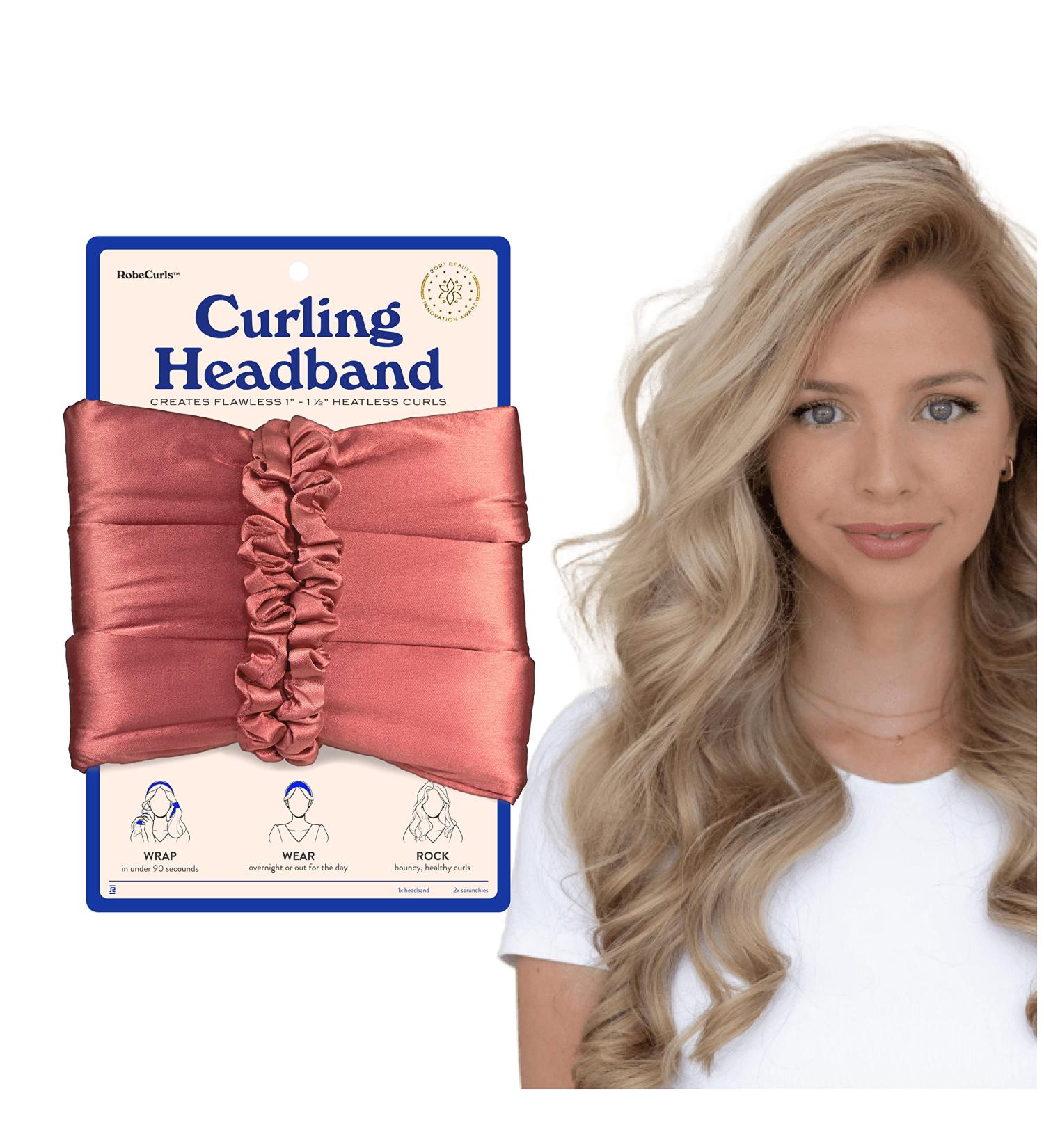 RobeCurls Satin Heatless Hair Curler Set - Original Curling Headband for Women with 2 Scrunchies (Rose) - Buy Online on GoSupps.com
