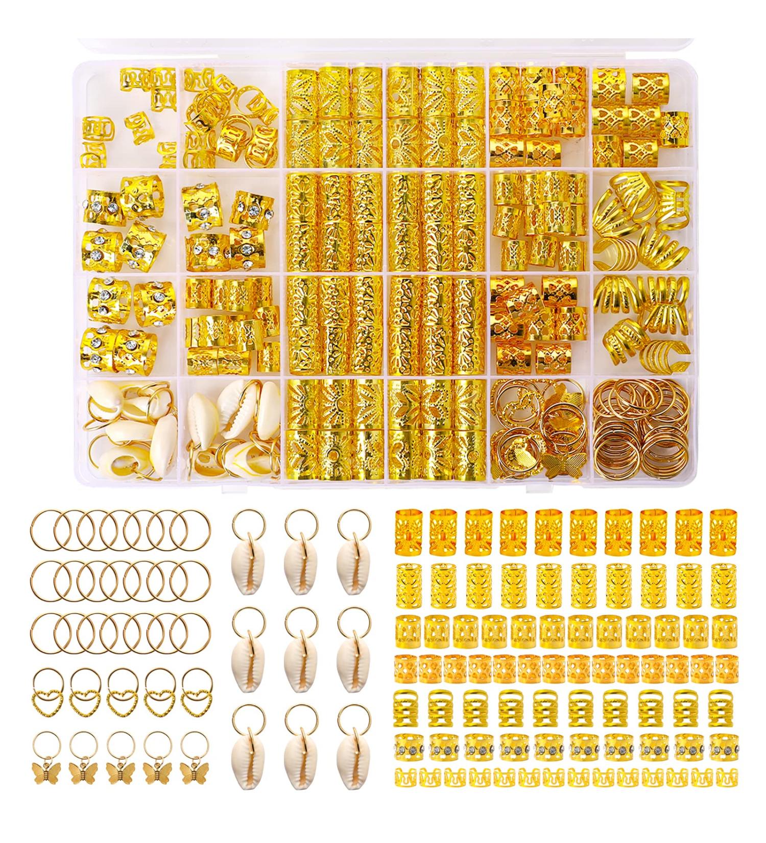 202Pcs Hair Jewelry for Women - Braids, Locs, Dreadlocks Beads, Rings, Clips & Pendants - Buy Online on GoSupps.com