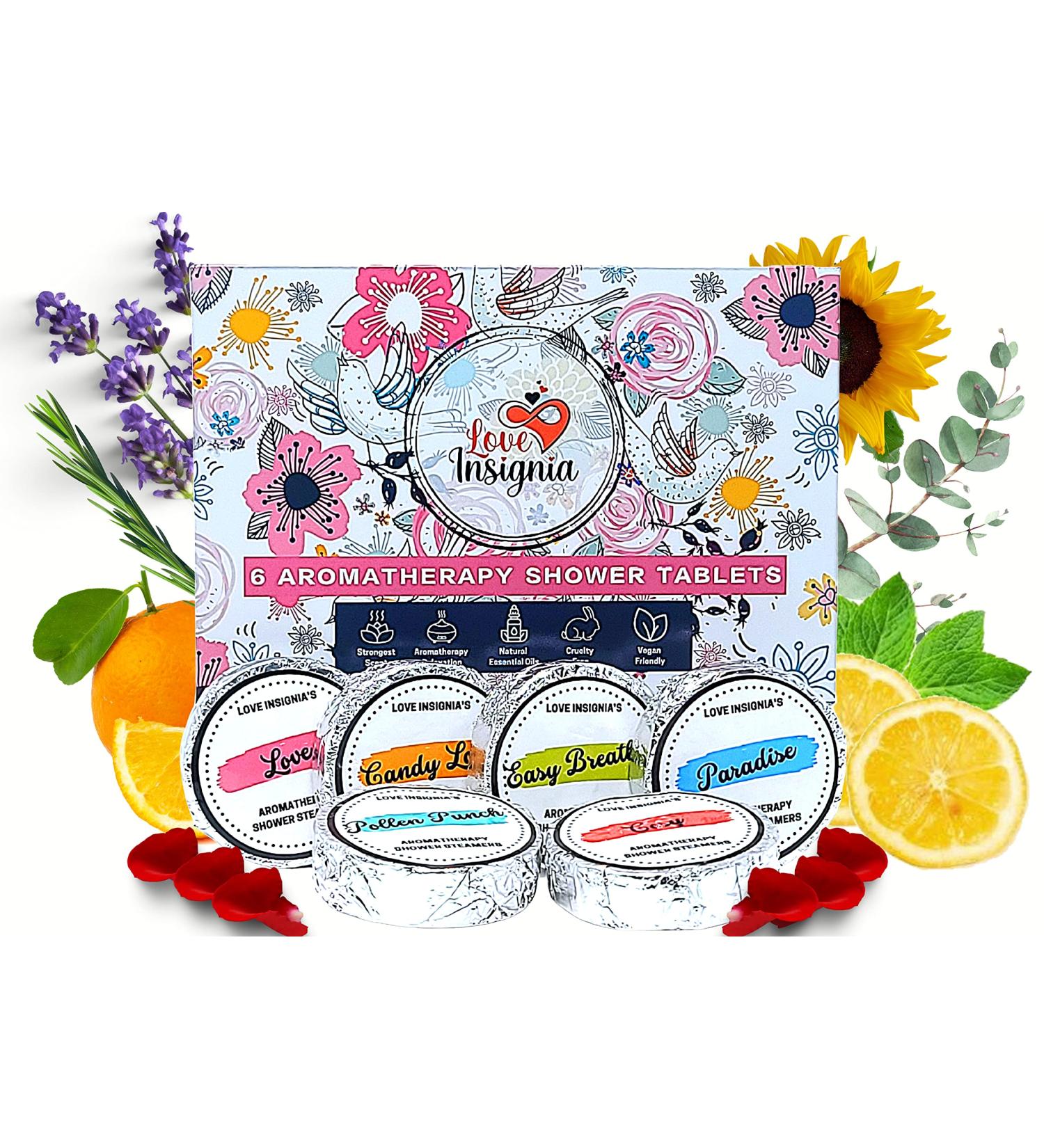 Love Insignia Aromatherapy Shower Steamers - Set of 6 XL Organic Shower Bombs with Pure Essential Oils | Stress Relief & Relaxation Gift | Perfect for Mother's Day & Birthday - Buy Online on GoSupps.com