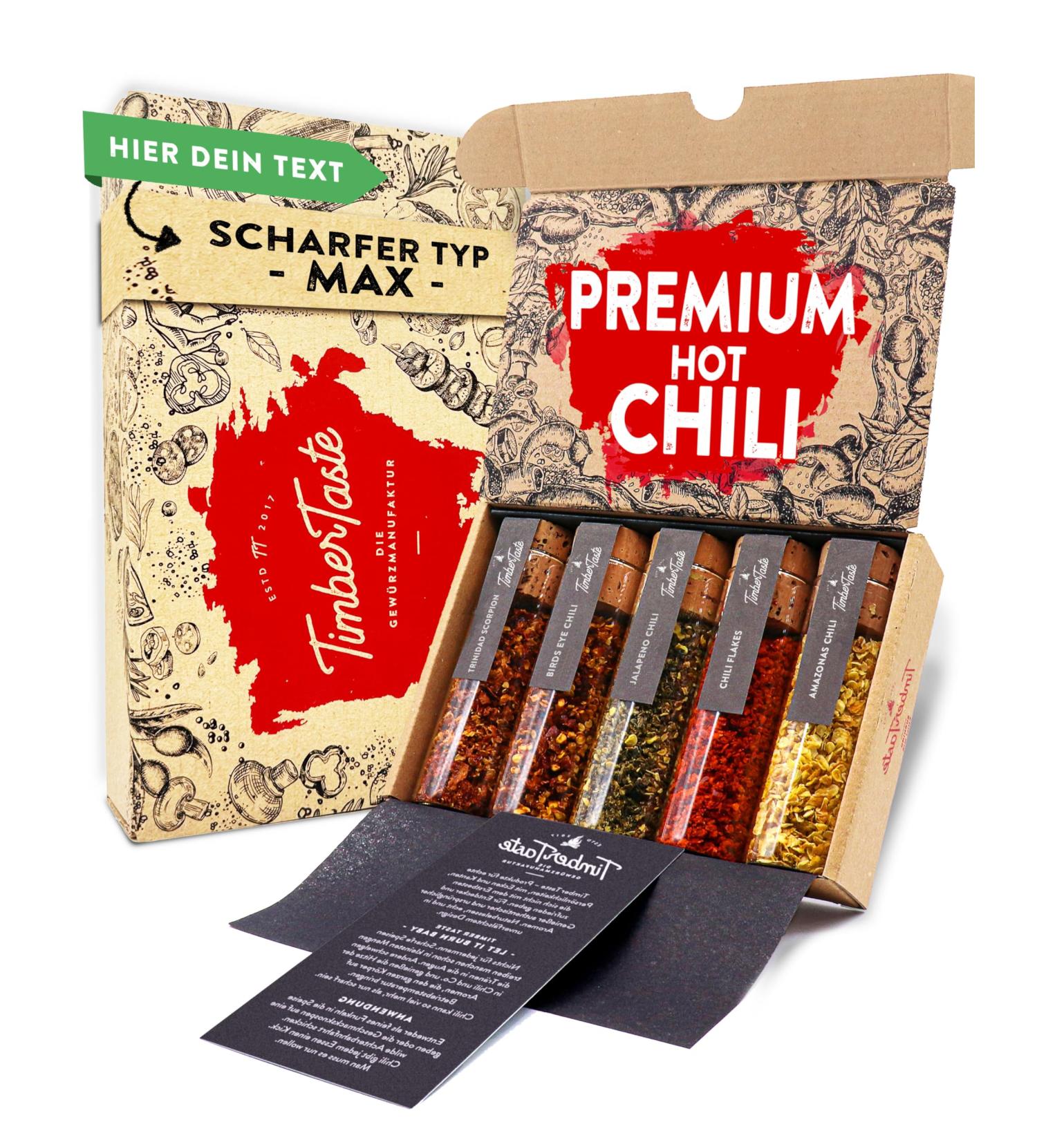 Timber Taste Sharp Chili Personalized Gifts - Custom Chili Spices Set for Men & Women | 5 Handpicked Chilis | Perfect Birthday Gift for Chili Lovers - Buy Online on GoSupps.com