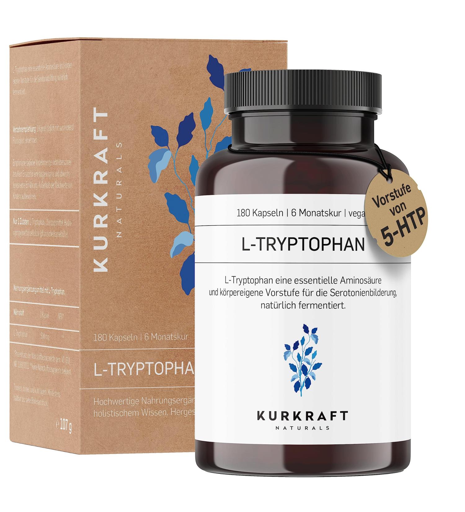L-Tryptophan 500mg - 180 Vegan Capsules | High Dose Naturally Fermented Lab Tested German Quality - No Additives - Buy Online on GoSupps.com