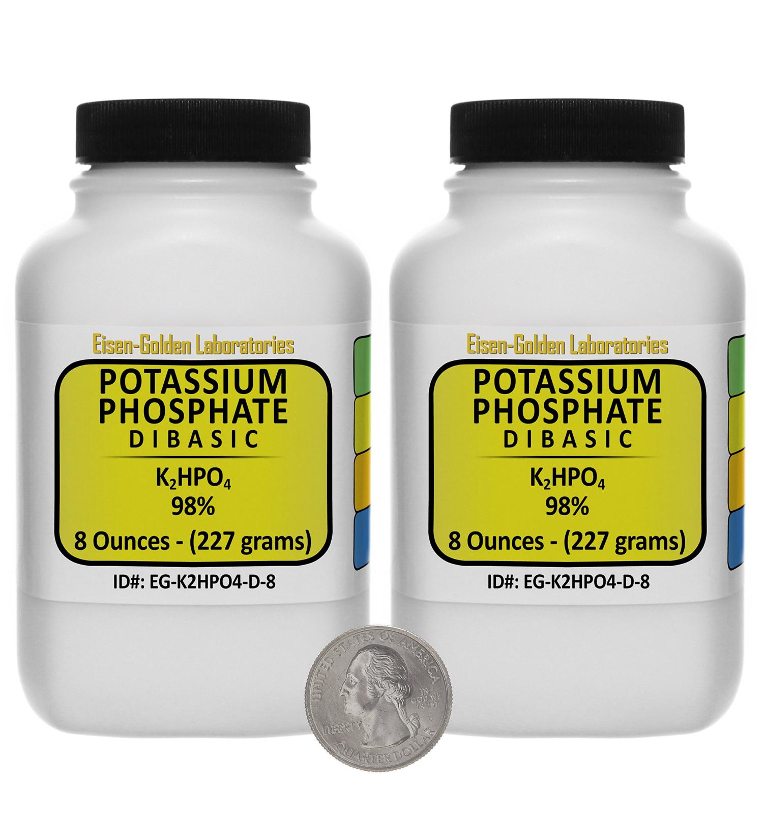 Potassium Phosphate Dibasic K2HPO4 98% Fine Powder 1 Lb in Two Space-Saver Bottles - Buy Online on GoSupps.com