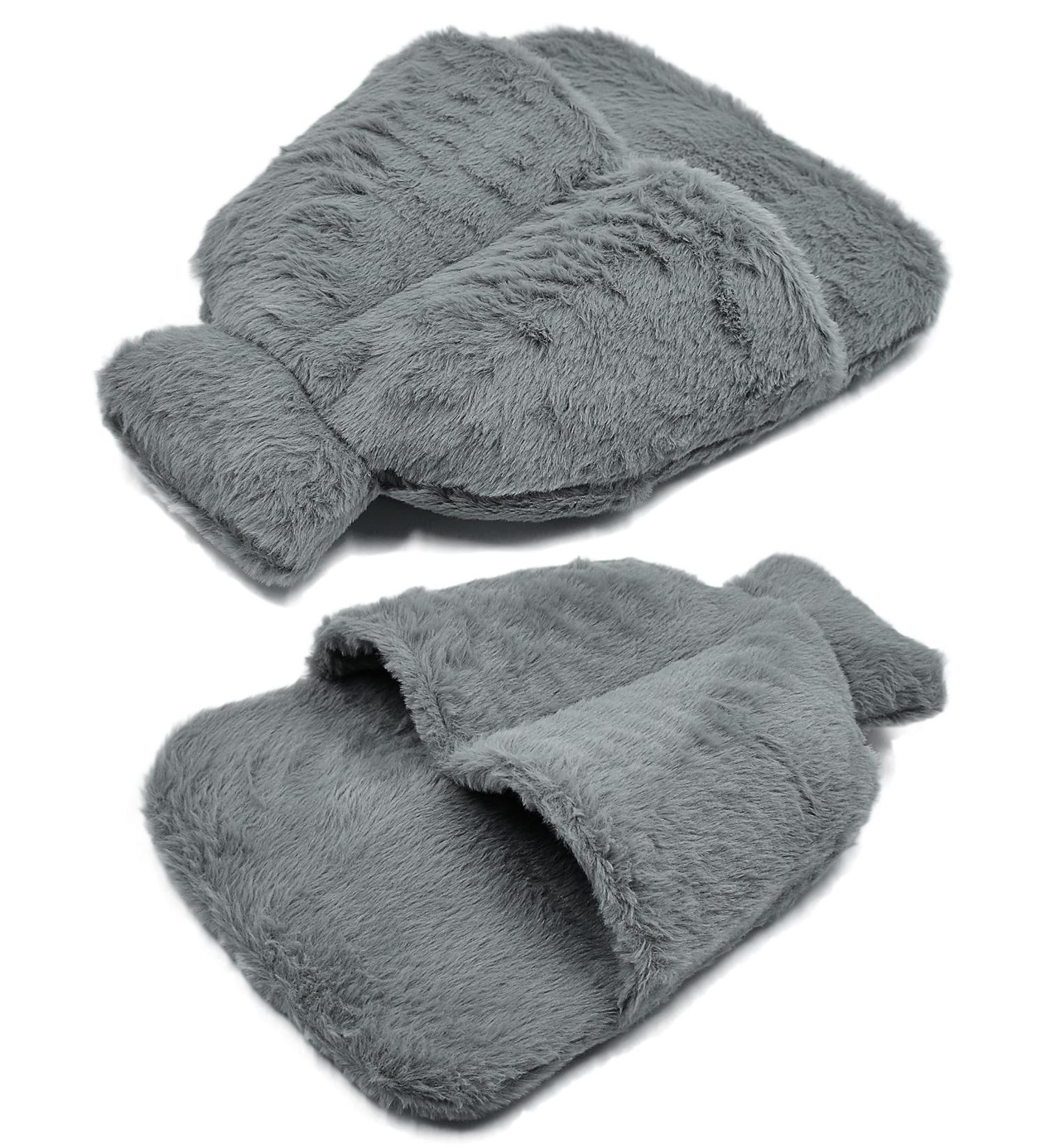 2-in-1 Foot Warmer & Heat Bottle - Super Fluffy Electric-Free Winter Heating for Feet - Anthracite Fur Look - Buy Online on GoSupps.com