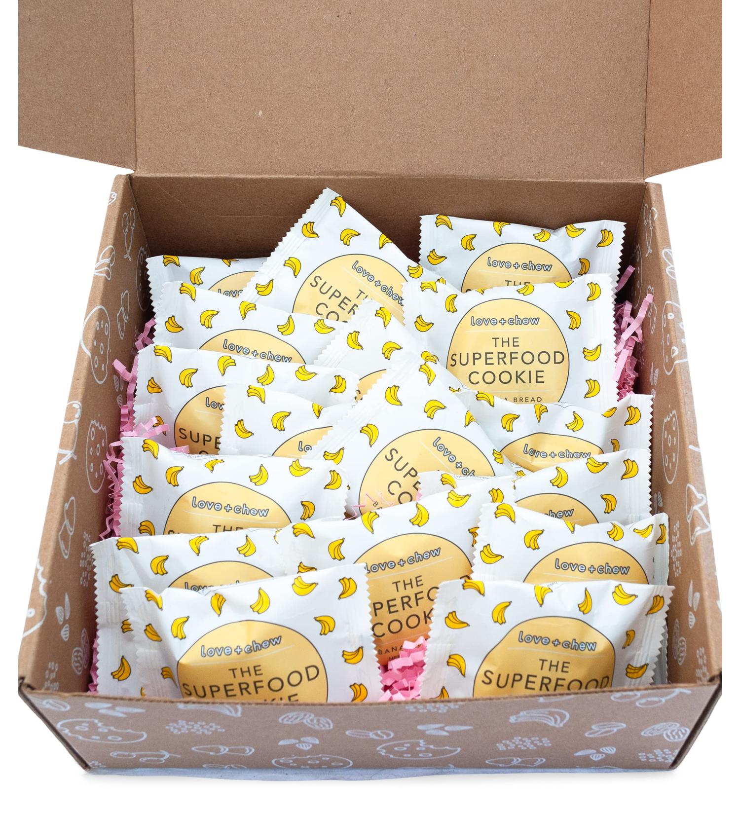 Love + Chew Banana Bread Minis - 18 Count | Gluten-Free & Vegan Soft Baked Cookies | Paleo & Non-GMO Snacks - High Protein Almond Snacks - Buy Online on GoSupps.com