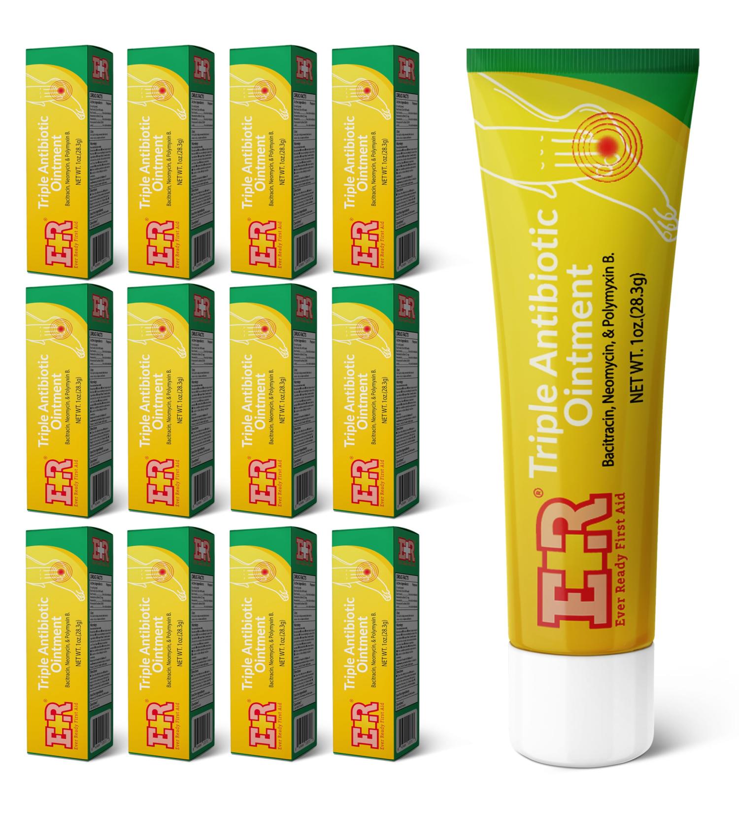 Ever Ready First Aid Triple Antibiotic Ointment 1.0 oz First Aid Ointment for Minor Scratches Cuts Burns Wounds and Prevents Infection - 12 Pack 12 Count - Buy Online on GoSupps.com