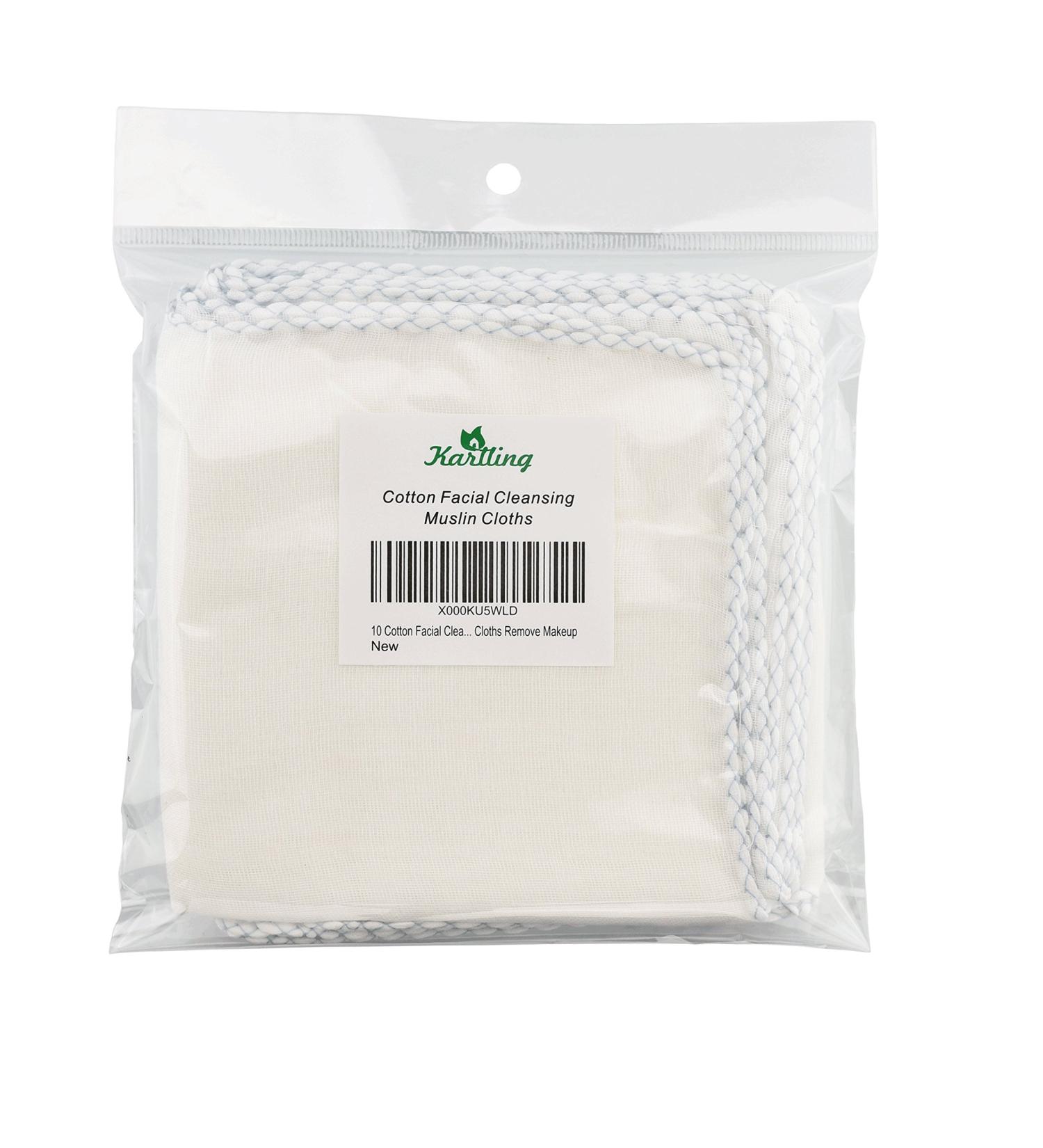 Karlling 10 Pack 11.8 Inch Cotton Muslin Facial Cleansing Cloths Makeup Remover Wipes - Buy Online on GoSupps.com