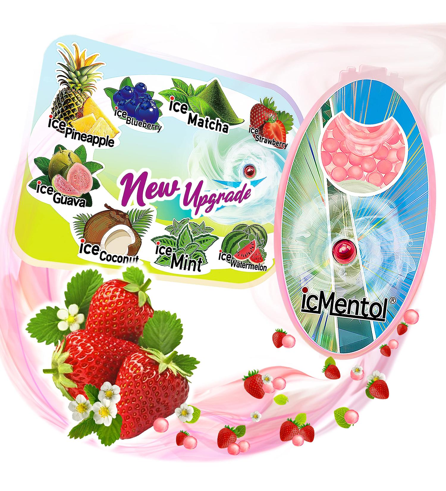 icMentol 100 Capsules - Enhanced Aroma Menthol Balls for DIY | Ice Strawberry Flavor - Buy Online on GoSupps.com