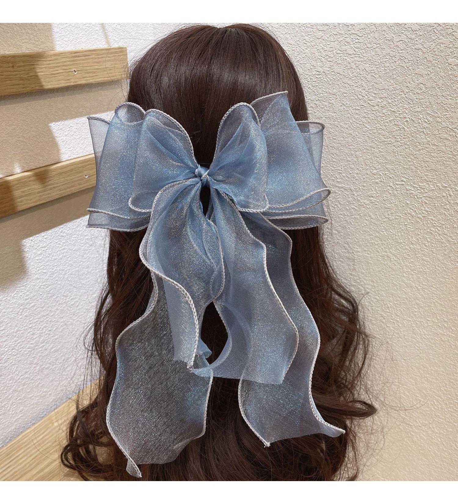 Duories Big Haircroopy Hair Clips for Girls & Women - Elegant Organza Bail Hair Accessories in Blue - Buy Online on GoSupps.com