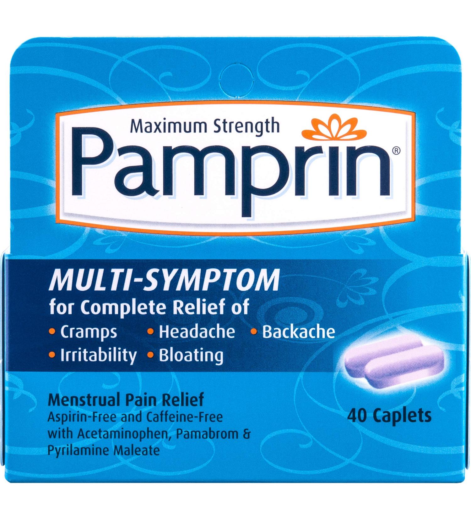 Pamprin Multi-Symptom Caplets 40 Caplets (Pack of 4) - Buy Online on GoSupps.com