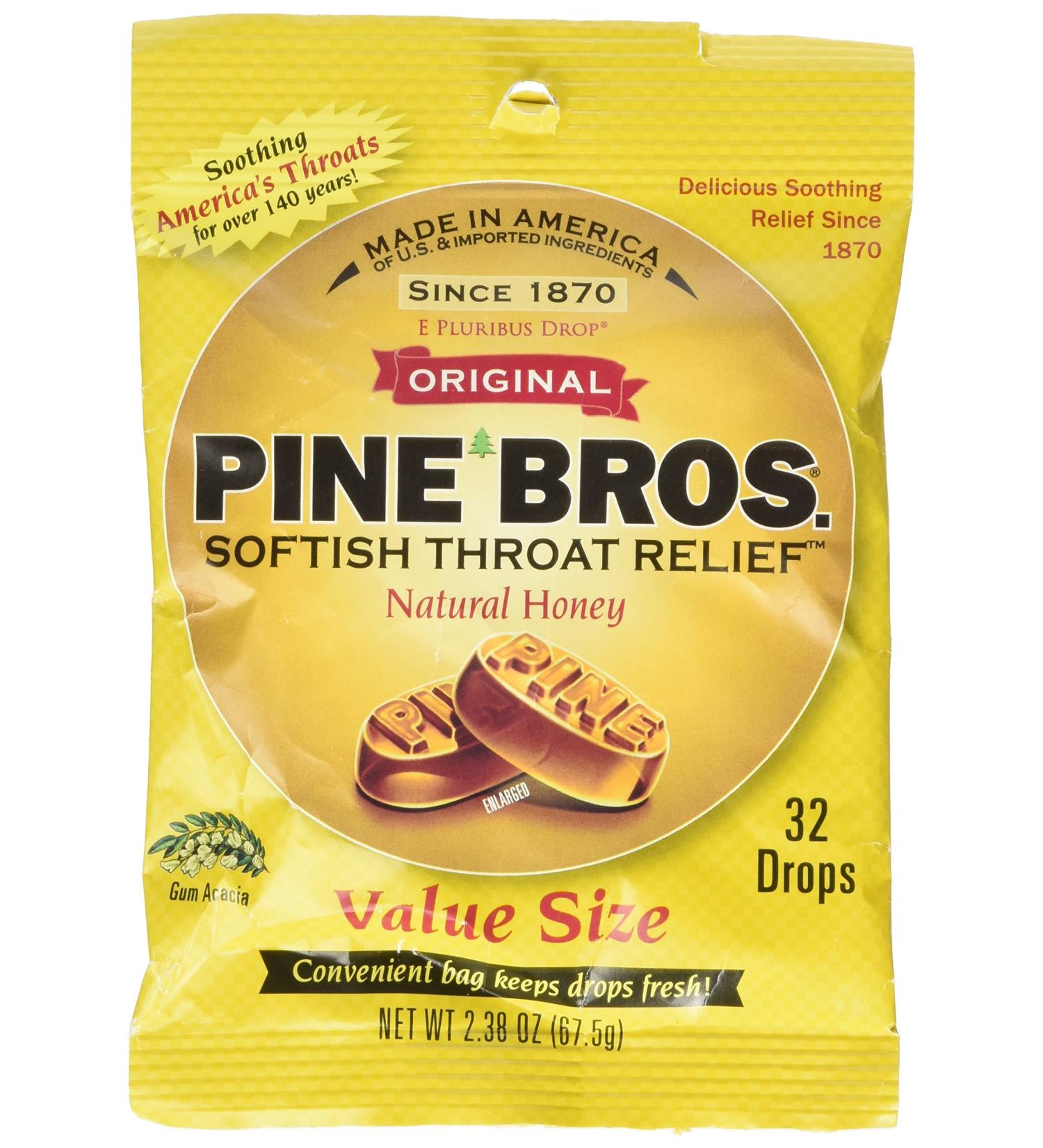 Pine Bros Softish Throat Drops Natural Honey - 32 Count Pack - Buy Online on GoSupps.com