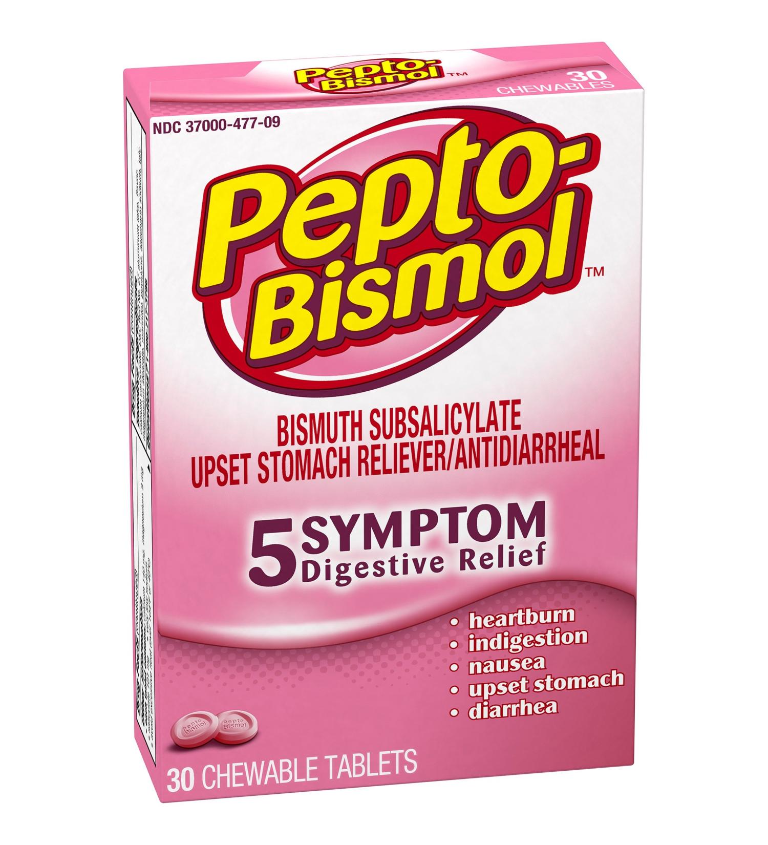 Pepto-Bismol Chewable Tablets Original 30 ea (Pack of 12)