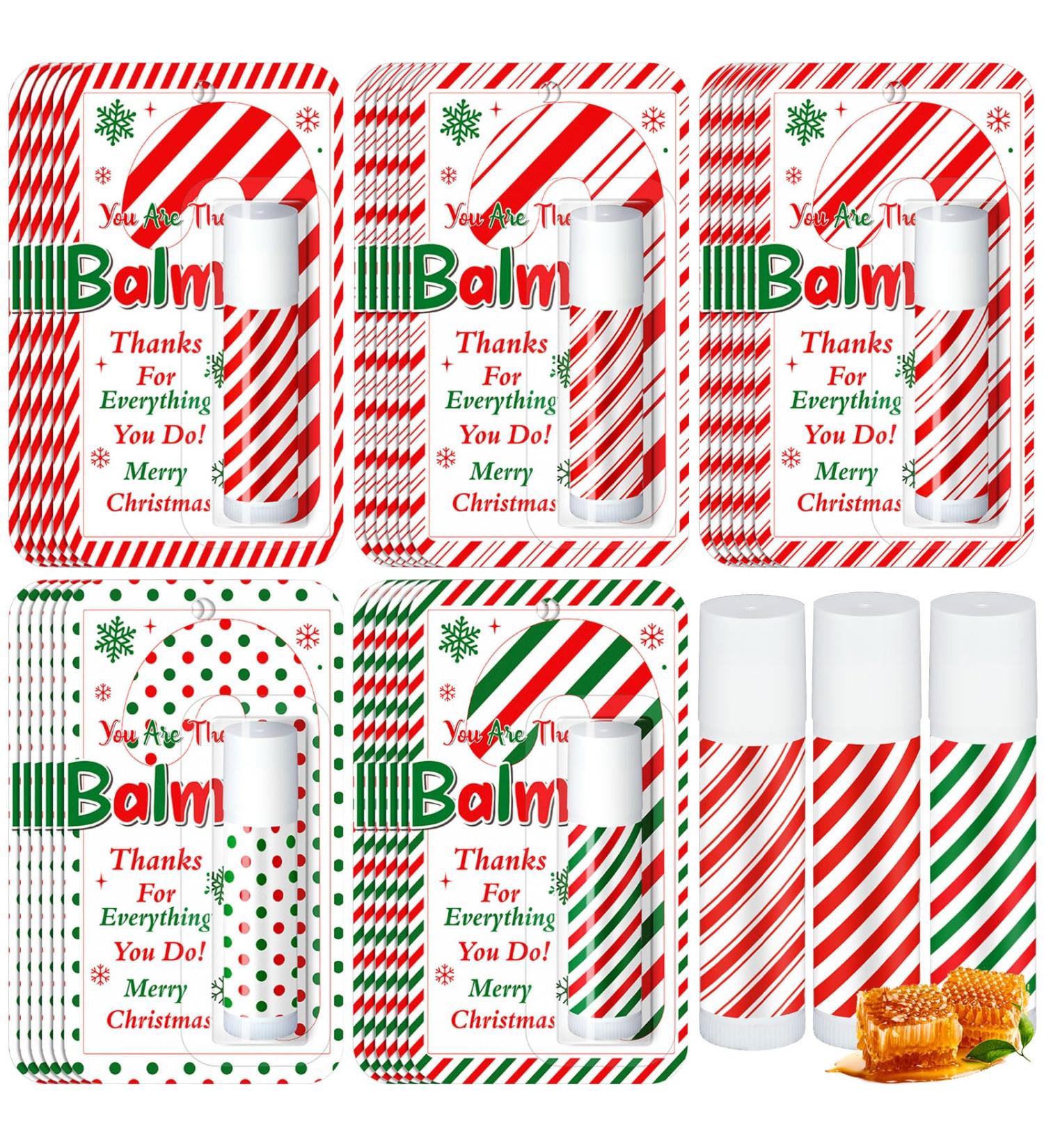 Sacubee 30 Pack Christmas Lip Balms Bulk Xmas Lip Balm Honey Flavored 5 Styles Holiday Party Treat Goodie Bags Stuffers Small Gifts for Women Men - Buy Online on GoSupps.com