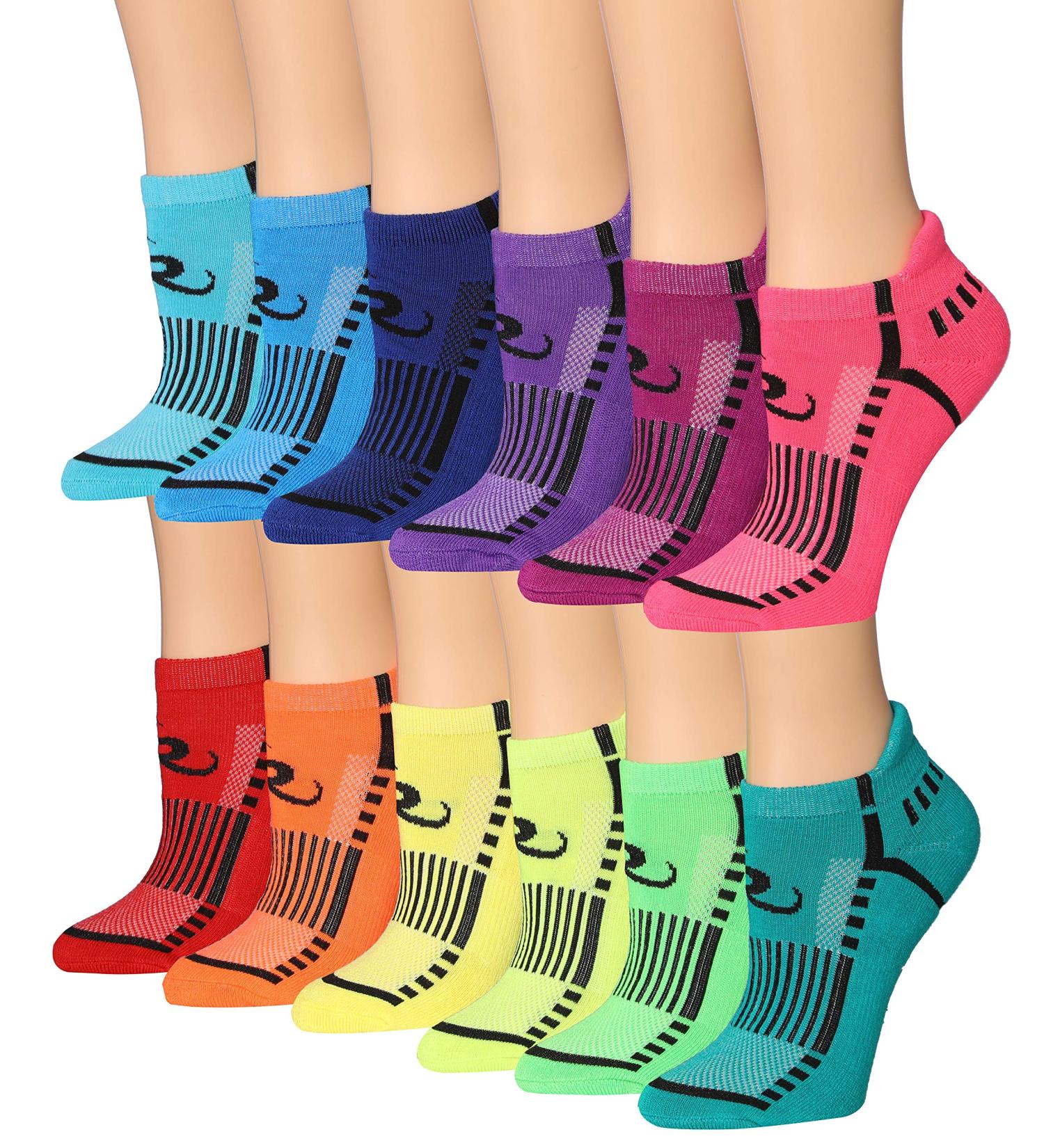 RONNOX Women's 12-Pairs Low Cut Running and Athletic Performance Tab Socks - Small-Medium, Assorted Colors - Buy Online on GoSupps.com