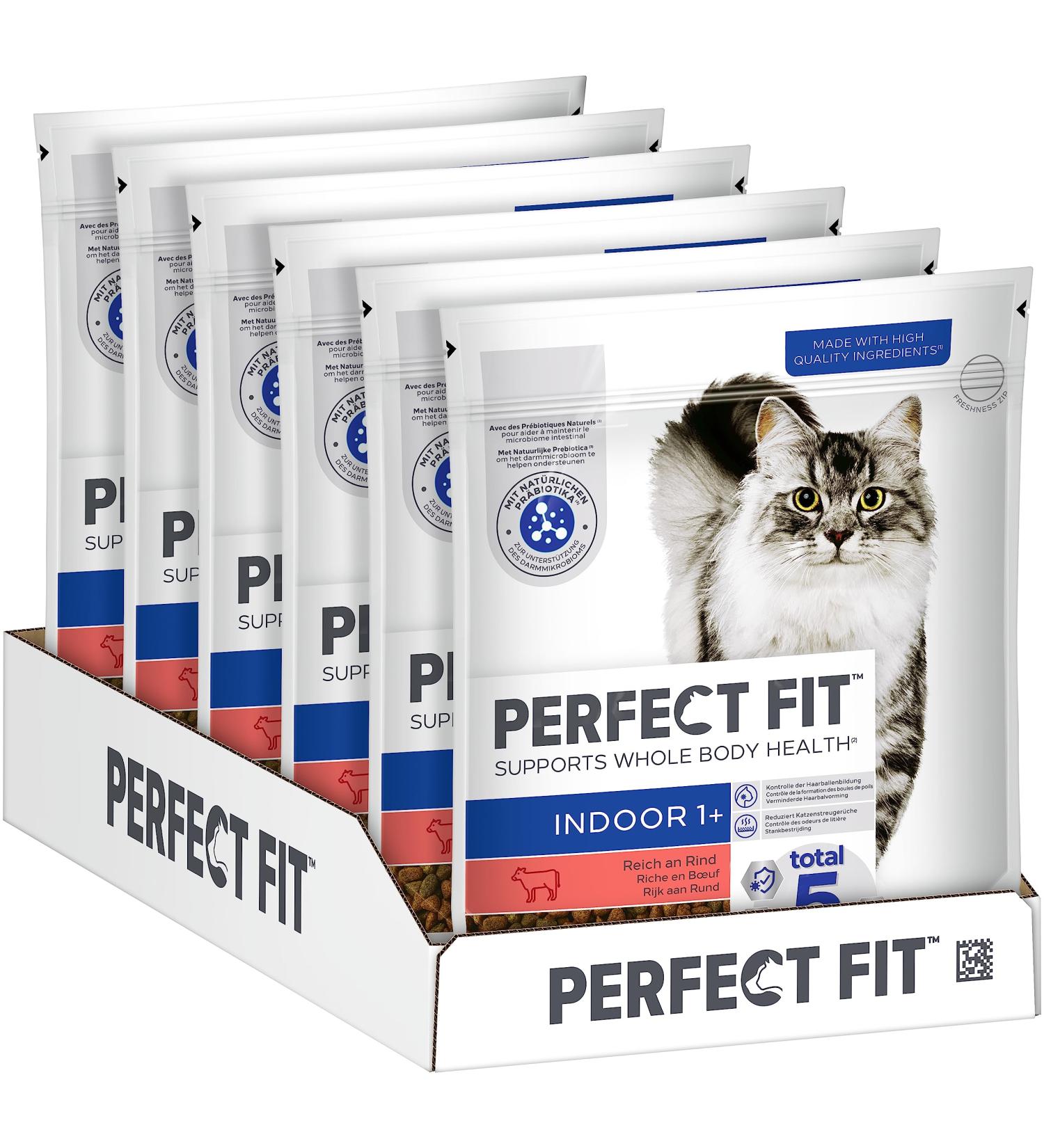 Perfect Fit Indoor Adult Dry Cat Food - Beef Flavor | 750g & 4.5kg Packs | Optimal Nutrition for Cats 1 Year+ - Buy Online on GoSupps.com