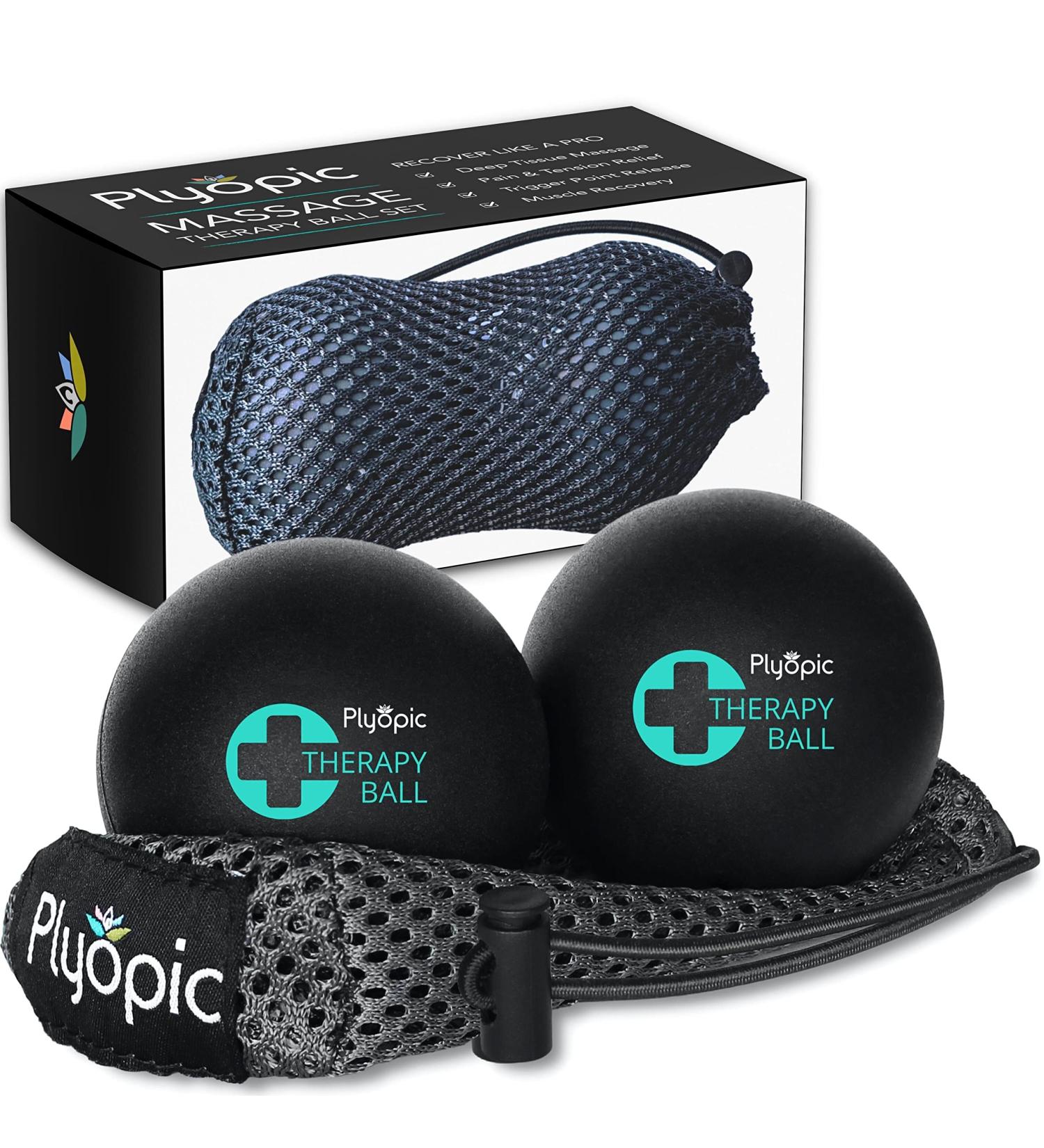 Plyopic Massageball Set - 6cm Fascia Balls & Peanut Duo-Ball Bag for Myofascial Massage Trigger Point Relief Muscle Tension Relief | International Shipping Available - Buy Online on GoSupps.com
