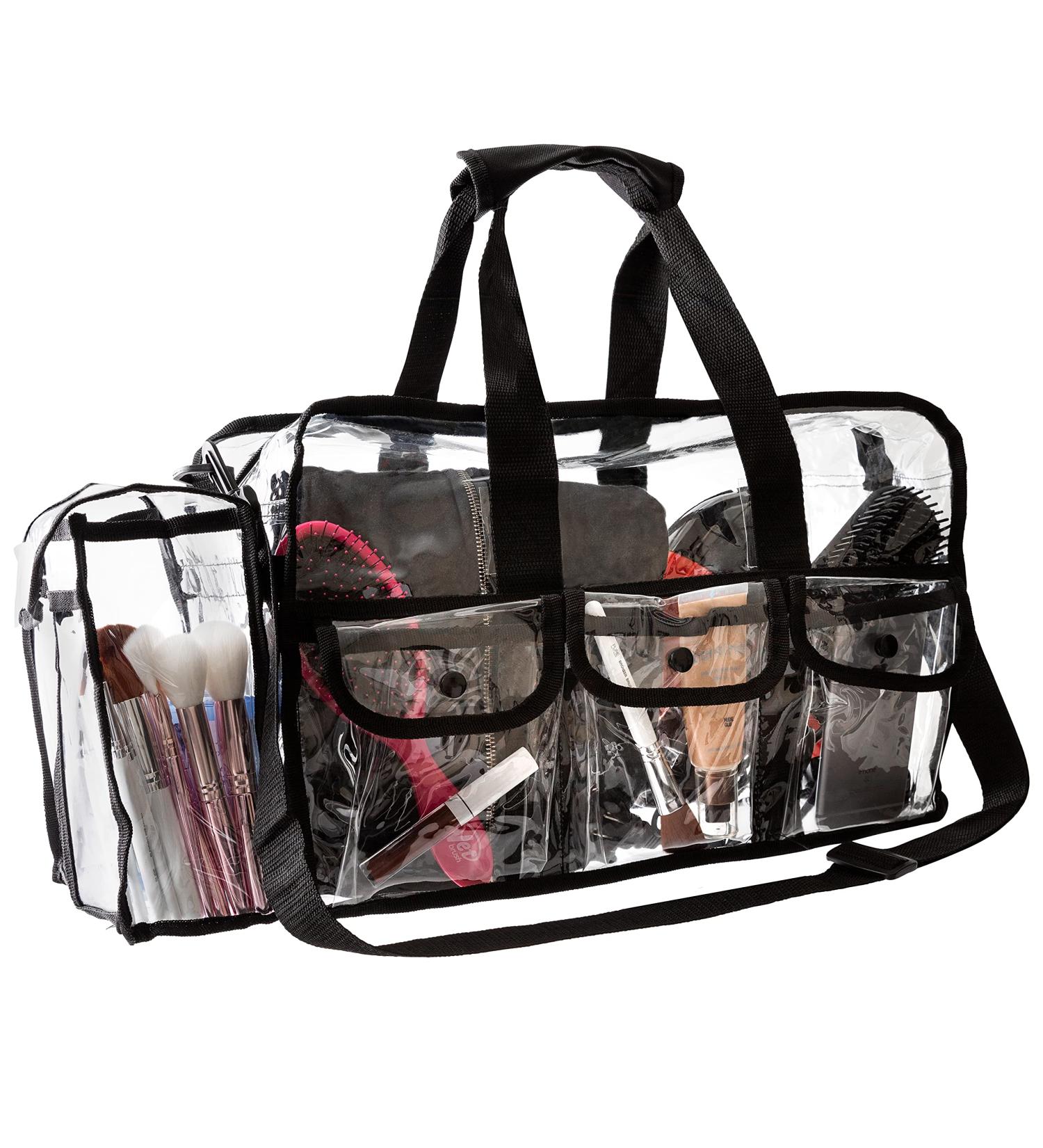 Large Clear Makeup Organizer Bag with Sturdy Zipper, Adjustable Strap, and 4 Exterior Pockets - 17 x 9 x 10 - Ideal for Toiletries - Large Cosmetic Bag - Buy Online on GoSupps.com