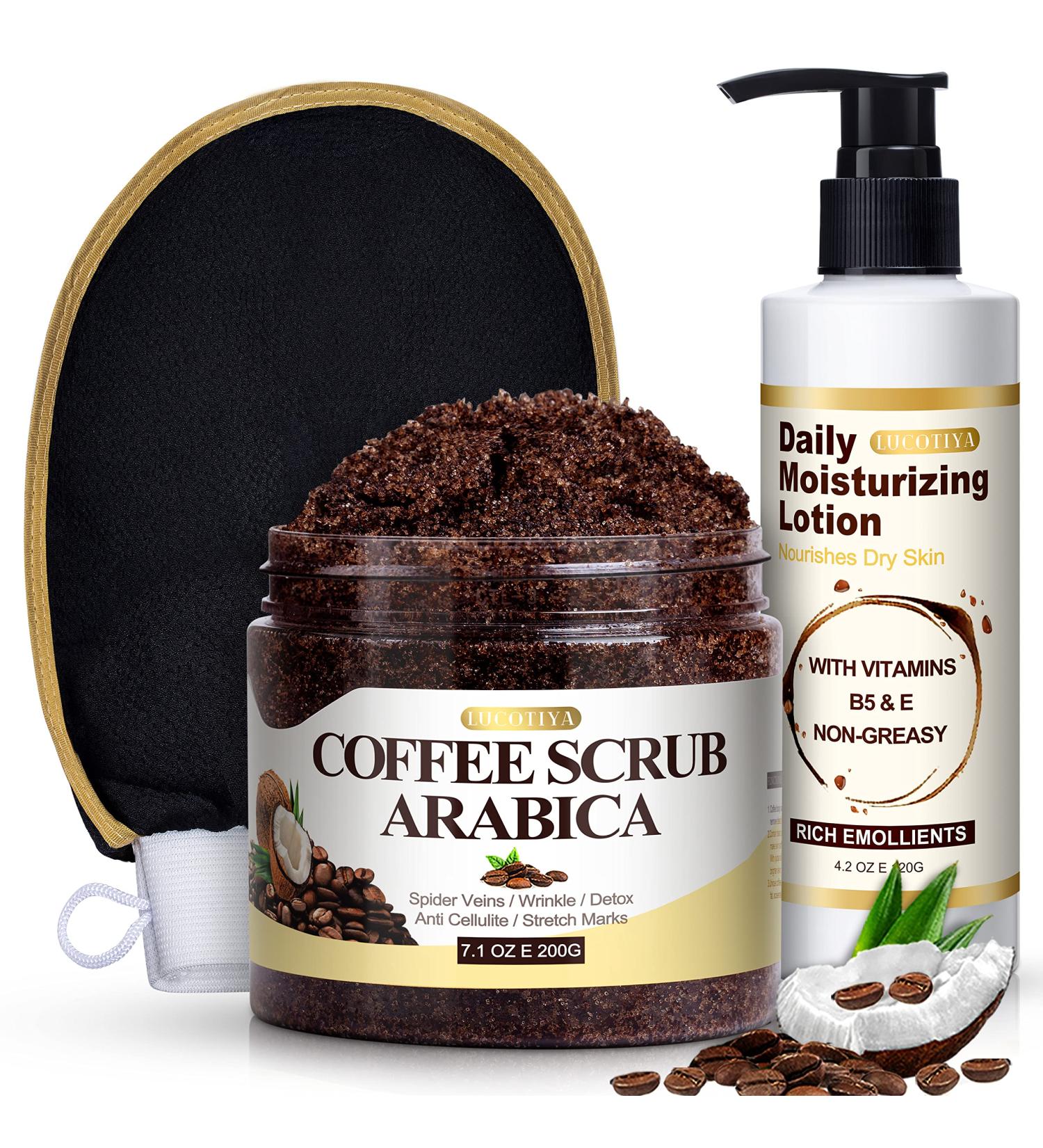 Moisturizing Coffee Scrub Exfoliator Set for Men and Women - Fights Acne, Cellulite, and Fine Lines - Buy Online on GoSupps.com