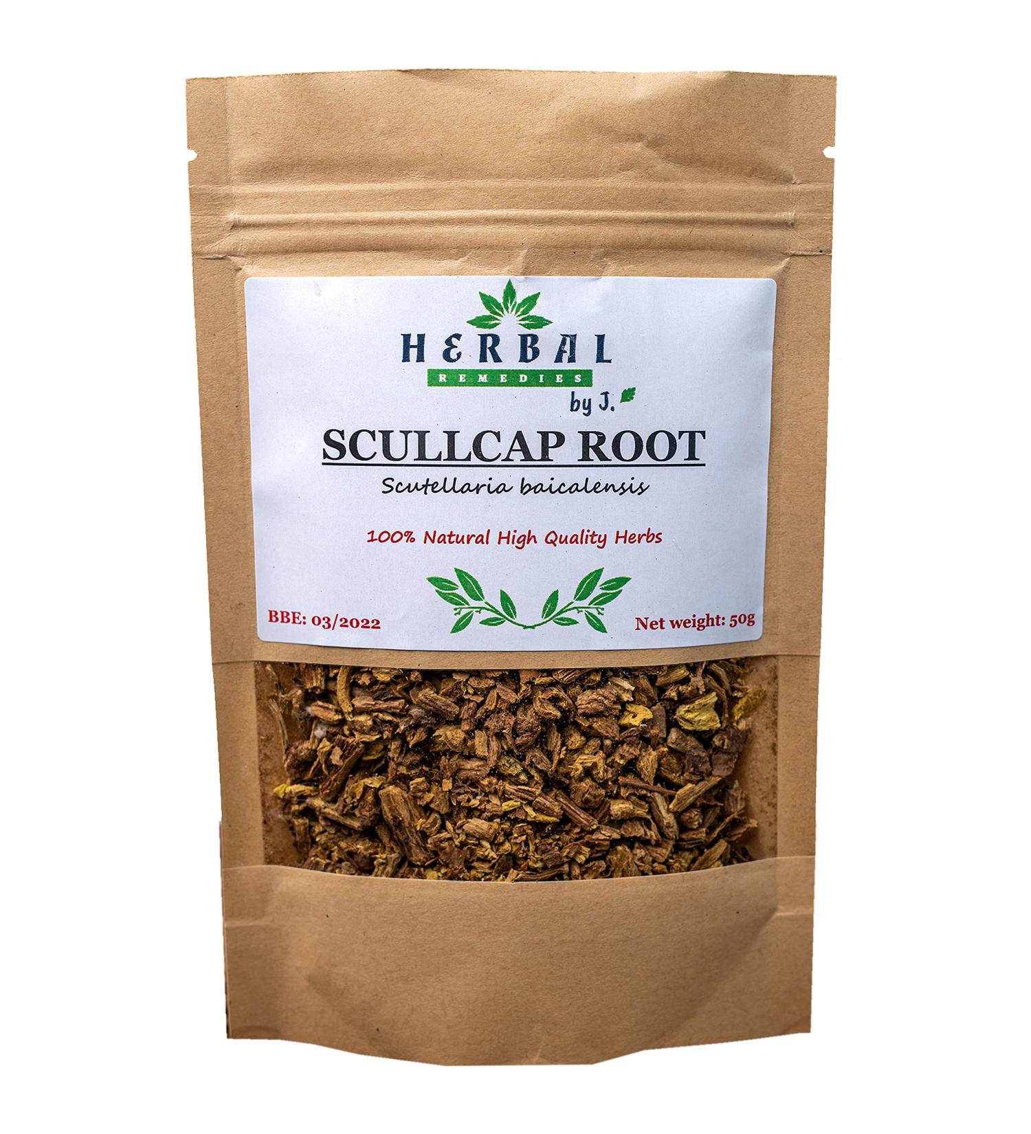 Skullcap Root Tea Dried Herb 50g - Baikal Scutellaria - Herbal Remedies by J. - Bajkalina Tarczyca bajkalska - Huang Qin - Buy Online on GoSupps.com