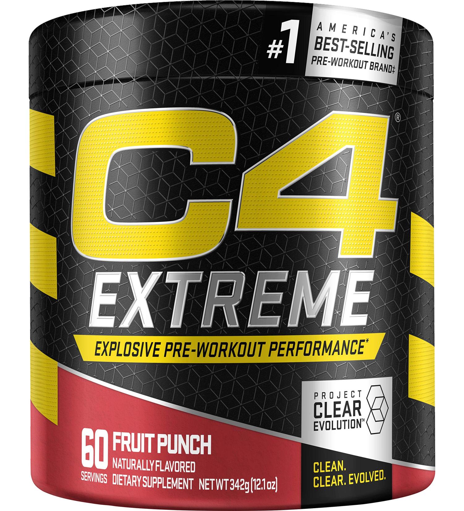 C4 Extreme Pre Workout Powder Fruit Punch - Energy Supplement for Men & Women | 200mg Caffeine, Beta Alanine, Creatine | 60 Servings - Buy Online on GoSupps.com