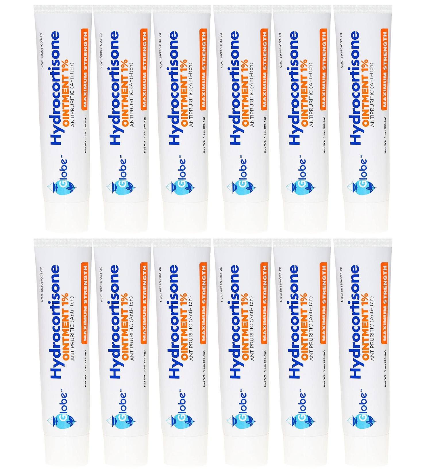 Globe Hydrocortisone 1% Maximum Strength Transparent Ointment 1 oz (12 Pack) | Anti-Itch Relief for Various Skin Conditions - Buy Online on GoSupps.com