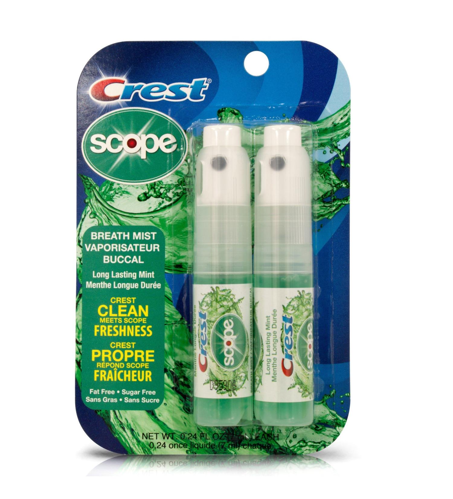 Crest Breath Mist with Scope Long Lasting Mint 2 bottles of 7 ml (2 pieces) green 1