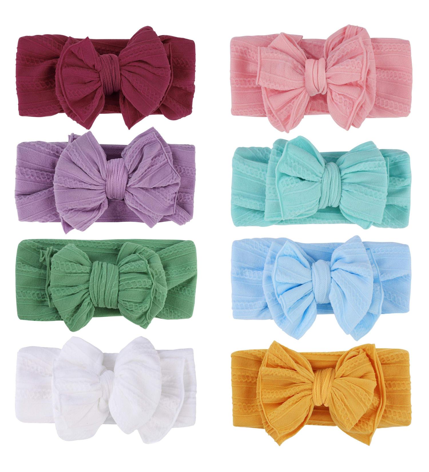 8-Piece Baby Headband Set with Bow | Newborn Elastic Nylon Hairbands & Toddler Girls' Turban Accessories - Buy Online on GoSupps.com