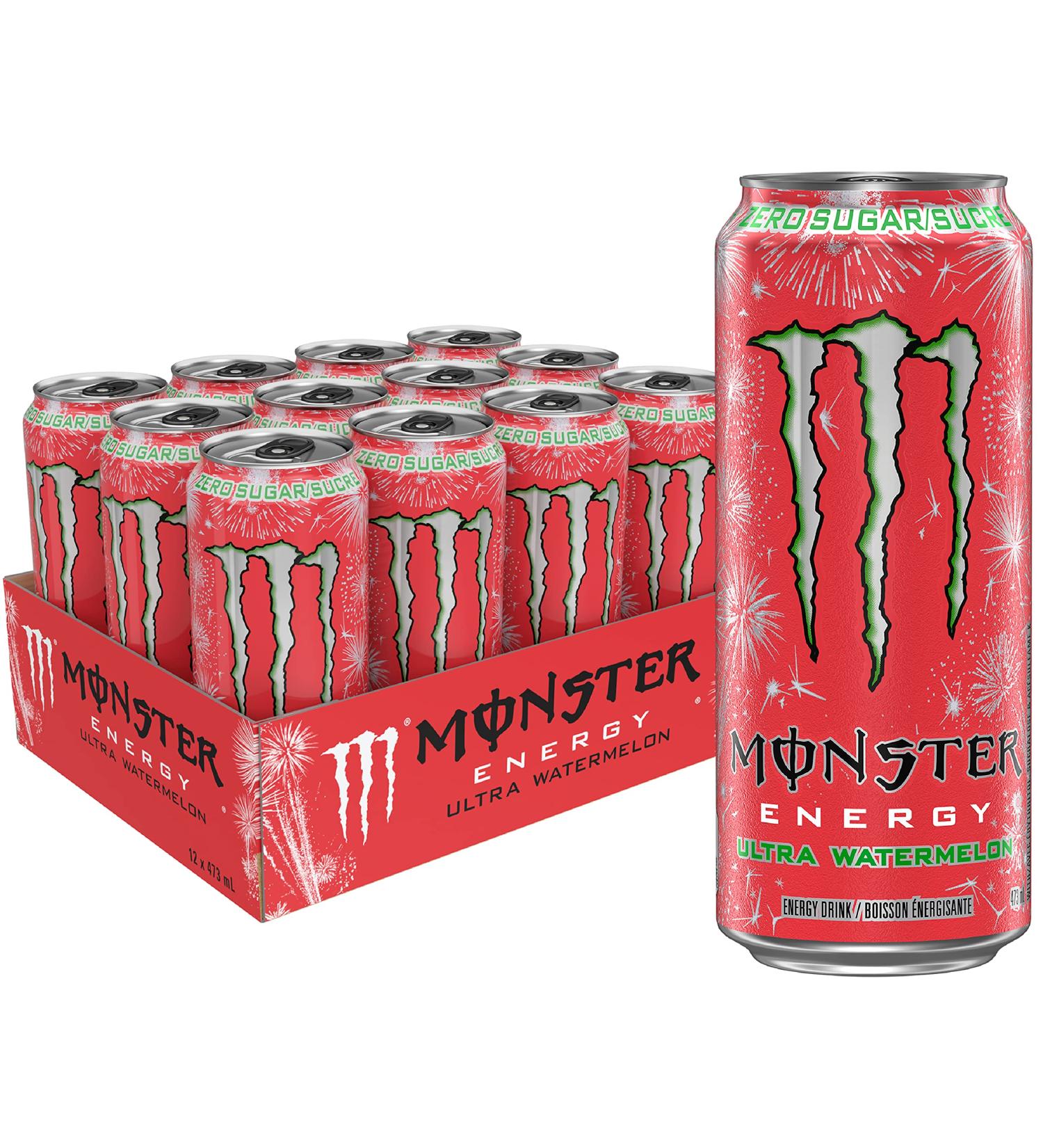 Monster Energy Ultra Watermelon 473mL Cans Pack of 12 Melon 473ml (Pack of 12) - Buy Online on GoSupps.com