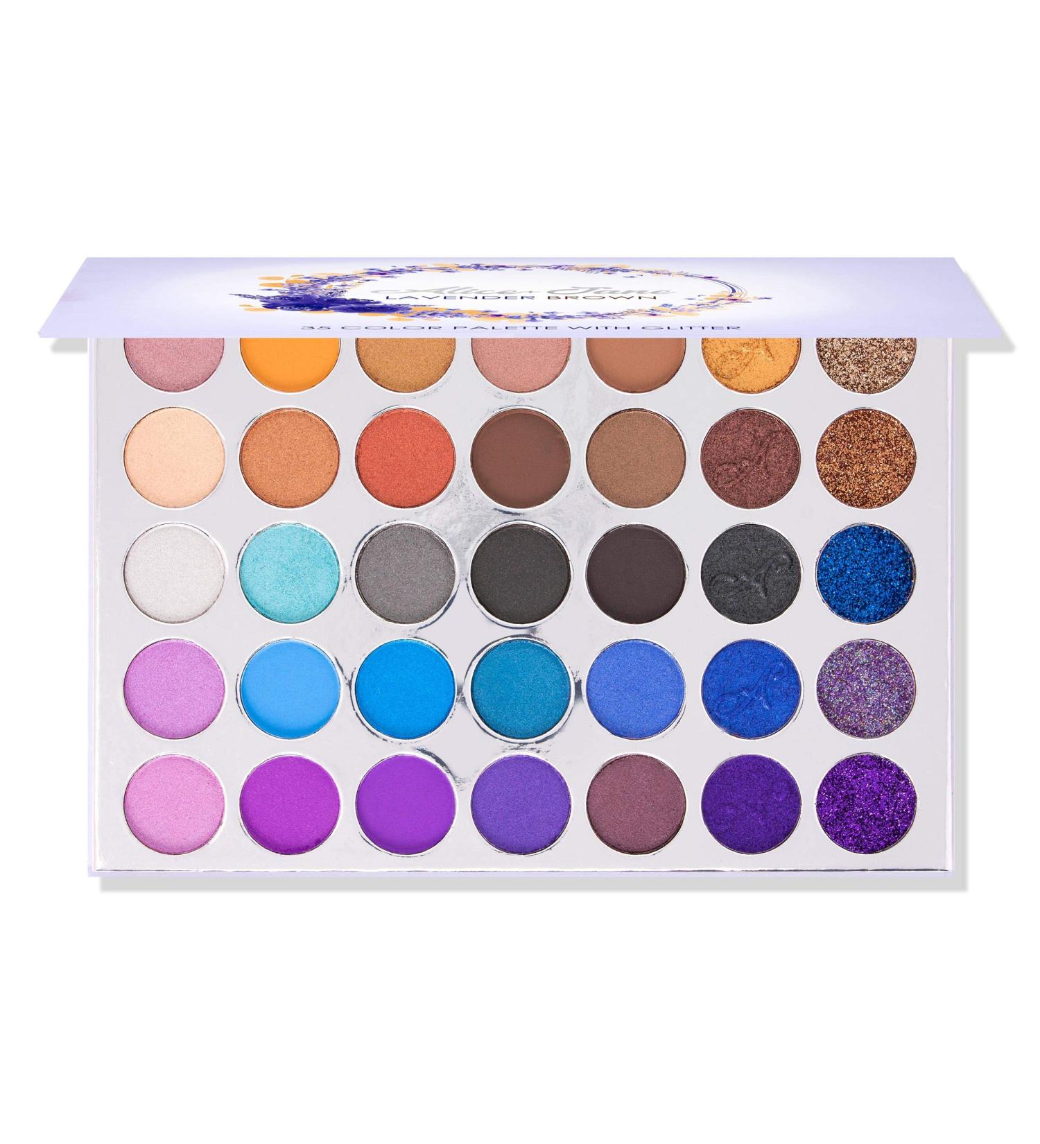 Alice+Jane 35 Color High Pigment Eyeshadow Palette with Glitter and Cream Lavender Brown - Shop Now - Buy Online on GoSupps.com