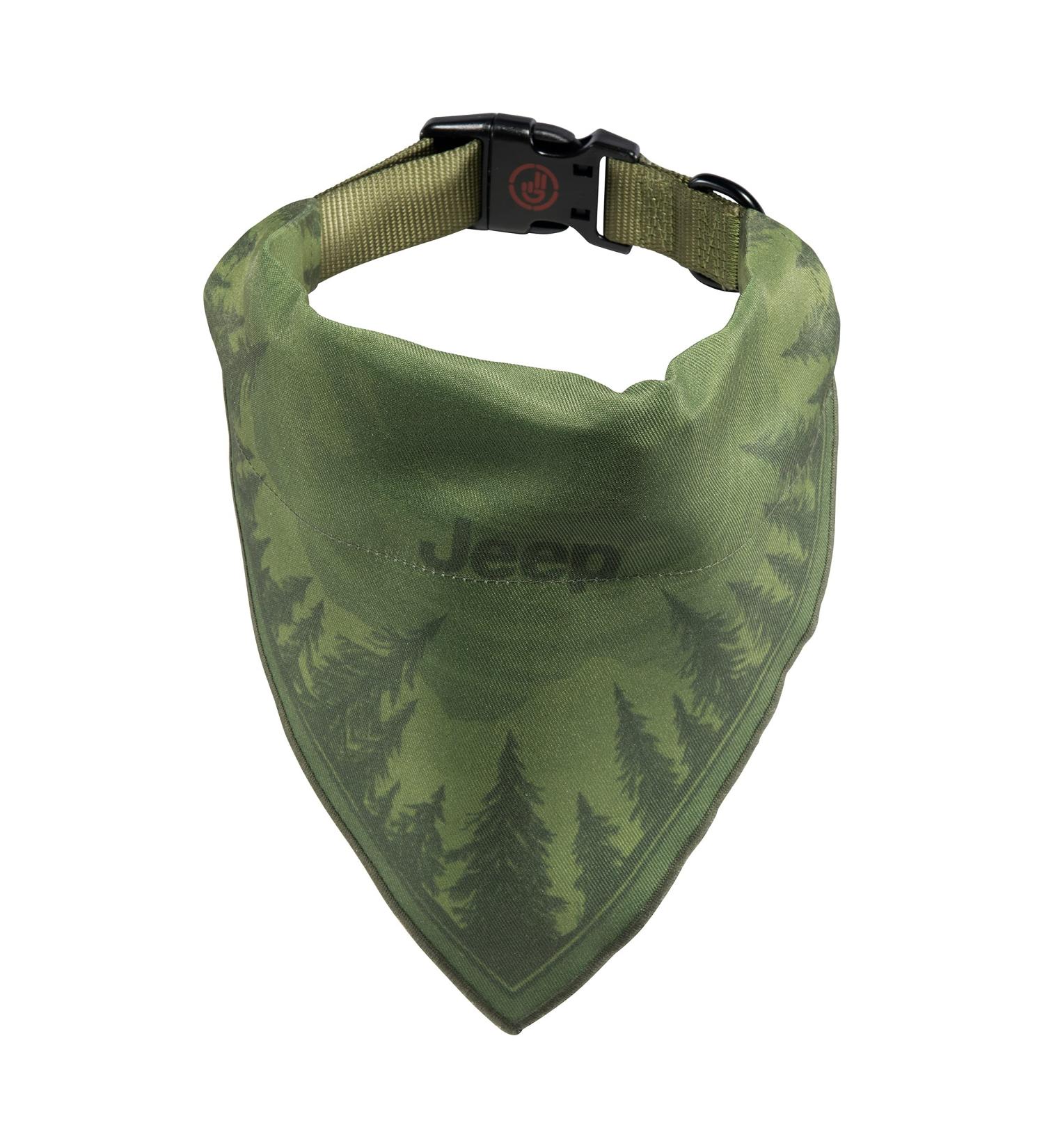 Meta Title: Jeep Backroads Dog Bandana Sleeve on Nylon Webbing Collar - Forest | Large Size - Buy Online on GoSupps.com
