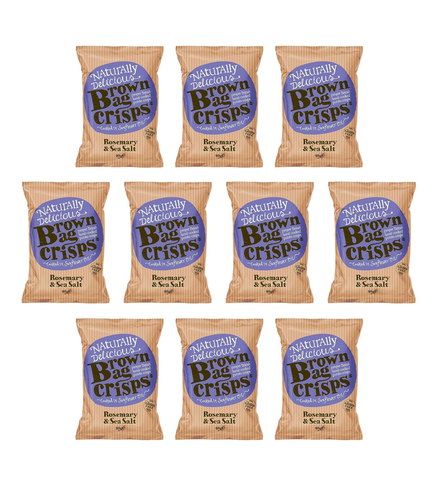 Brown Bag Crisps Rosemary & Sea Salt 40g - 10 Packs