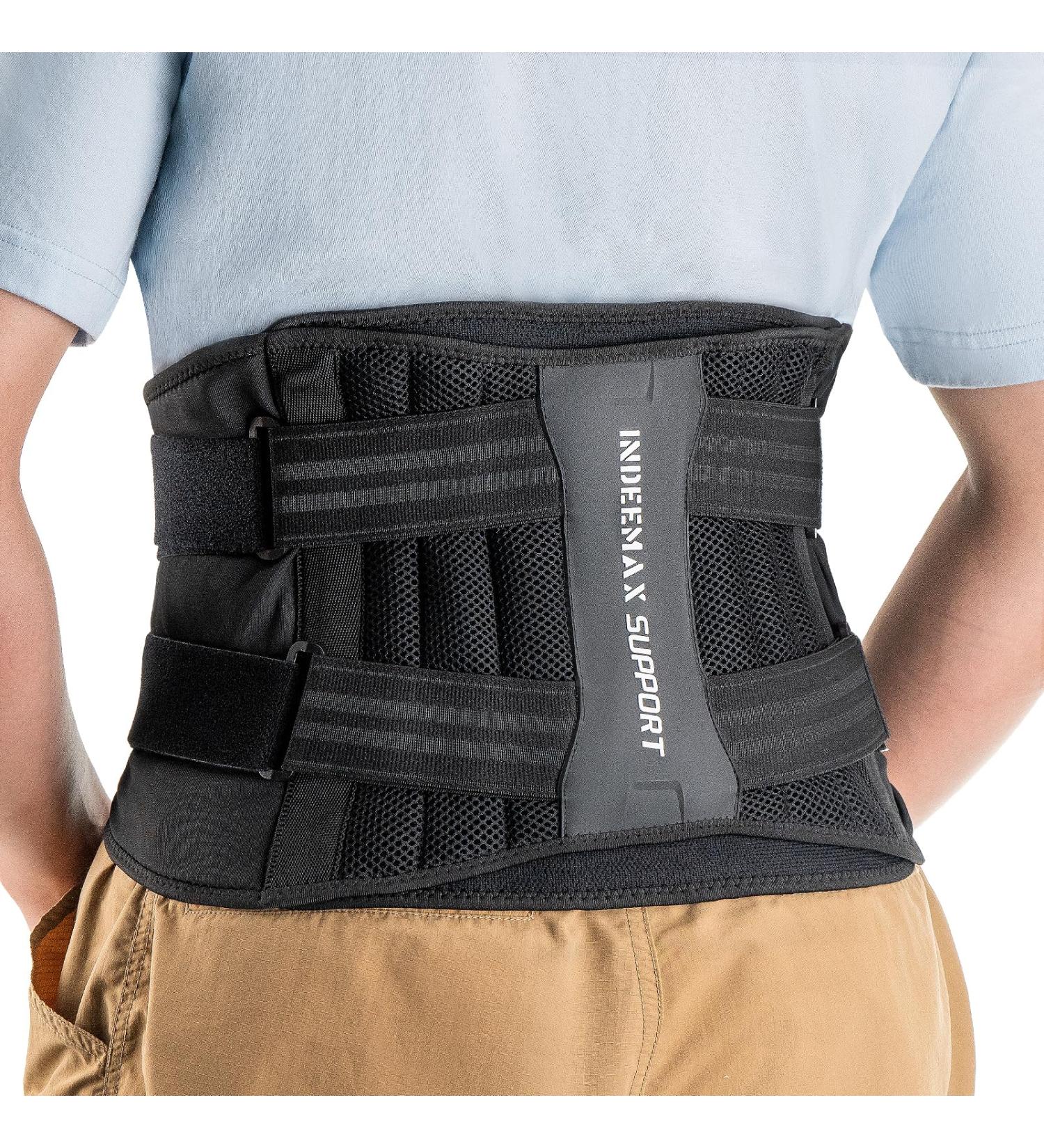 INDEEMAX Back Brace for Lower Back Pain Relief with Removable Lumbar Pad for Men and Women Breathable Back Support Belt with 7 Stays for Working Lifting sciatica Herniated Disc Small Black - Buy Online on GoSupps.com