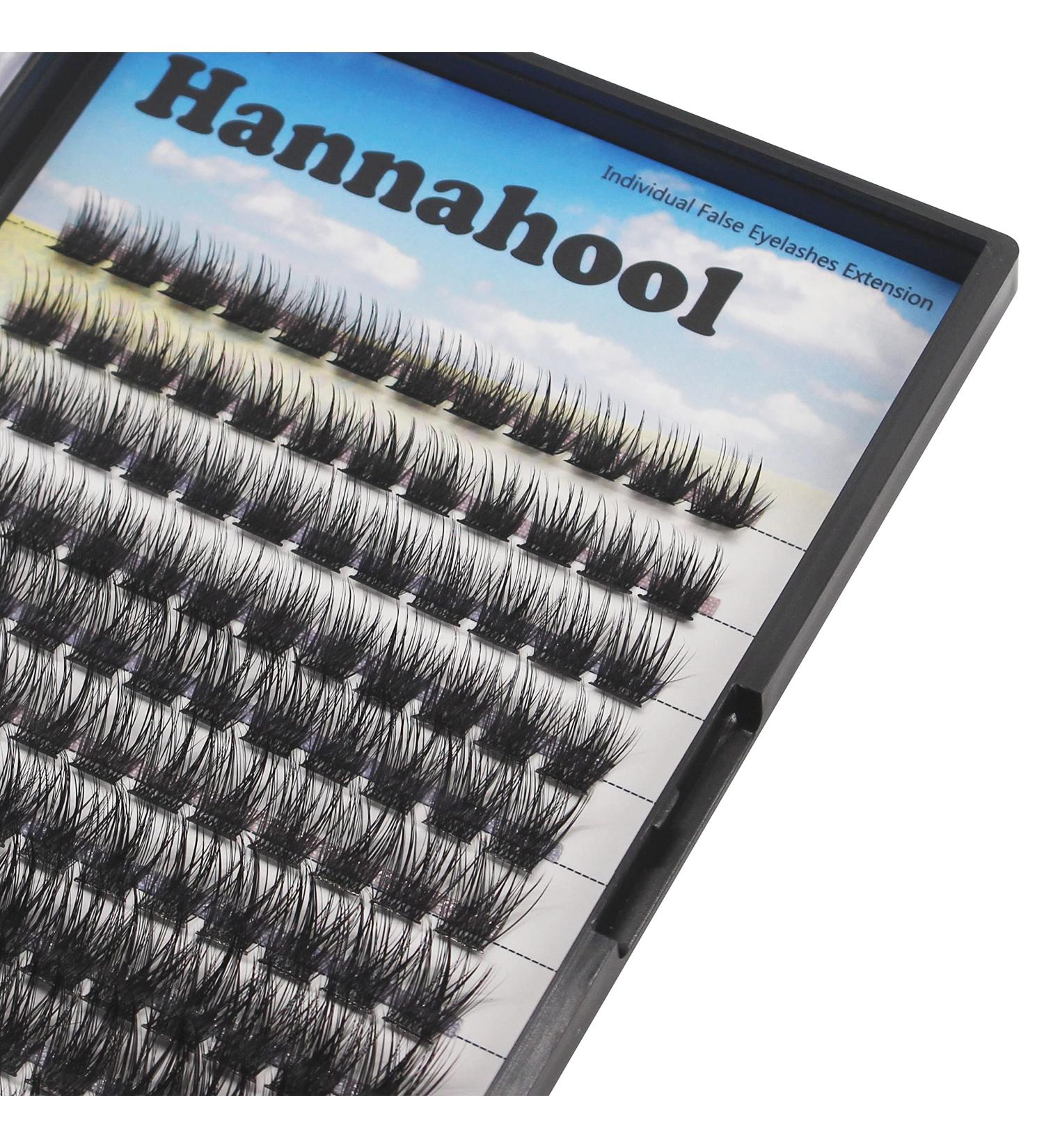 Hannahool 120pcs D Curl Wide Stem Cluster DIY Eye Lashes Extensions | Mixed 10-12-14-16mm | Dramatic Volume Lashes for Makeup - Buy Online on GoSupps.com