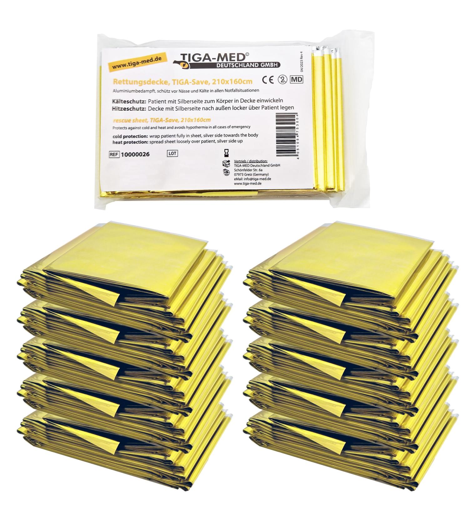 Tiga-Med Rescue Blanket Set of 100 | Gold/Silver First Aid Foil 210x160cm | International Shipping - Buy Online on GoSupps.com
