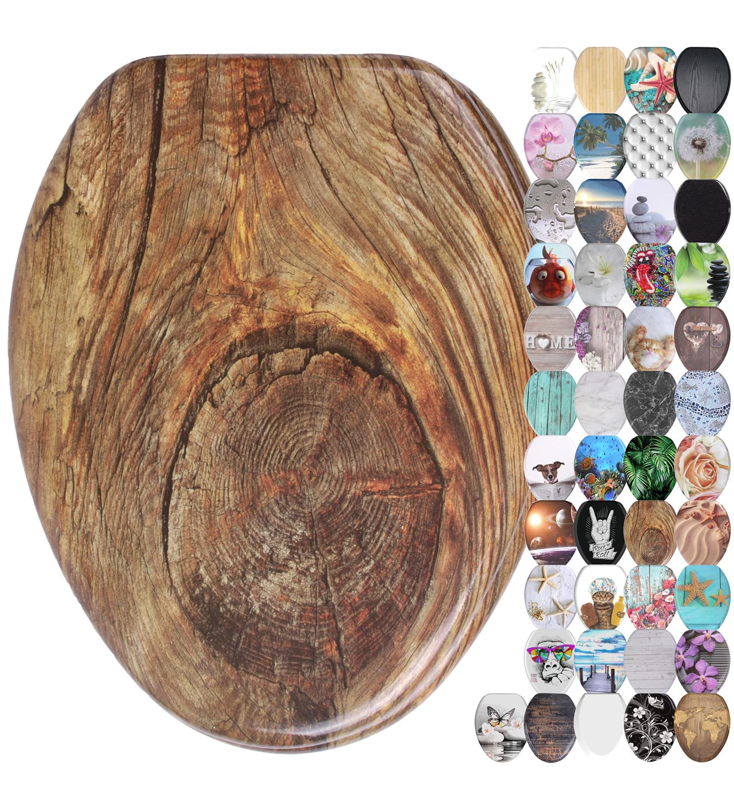 Sanilo ELONGATED  Silent Slow Close  Molded Wood Adjusting Toilet Seat  Rustic - Buy Online on GoSupps.com