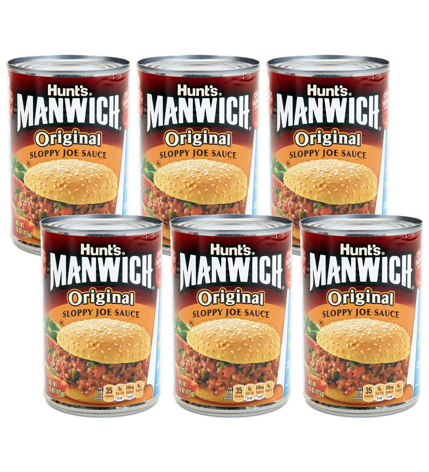 Sloppy Joe Canned 6 Pack  Hunt's Manwich Original Sloppy Joe Sauce 15 oz | Manwich Sloppy Joe