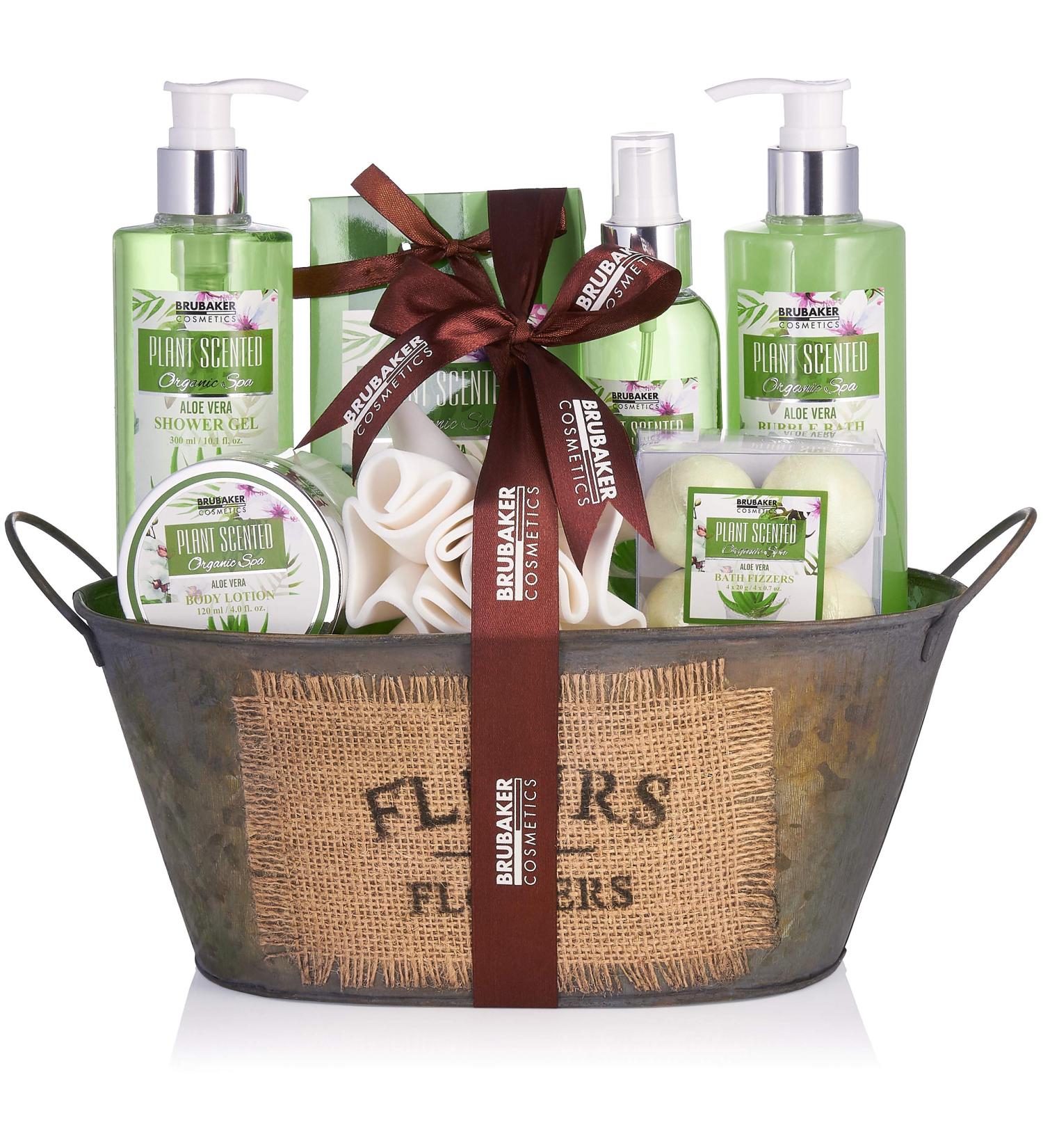 BRUBAKER Aloe Vera Bath & Shower Set | 11-Piece Gift Set in Vintage Tub - International Shipping Available - Buy Online on GoSupps.com