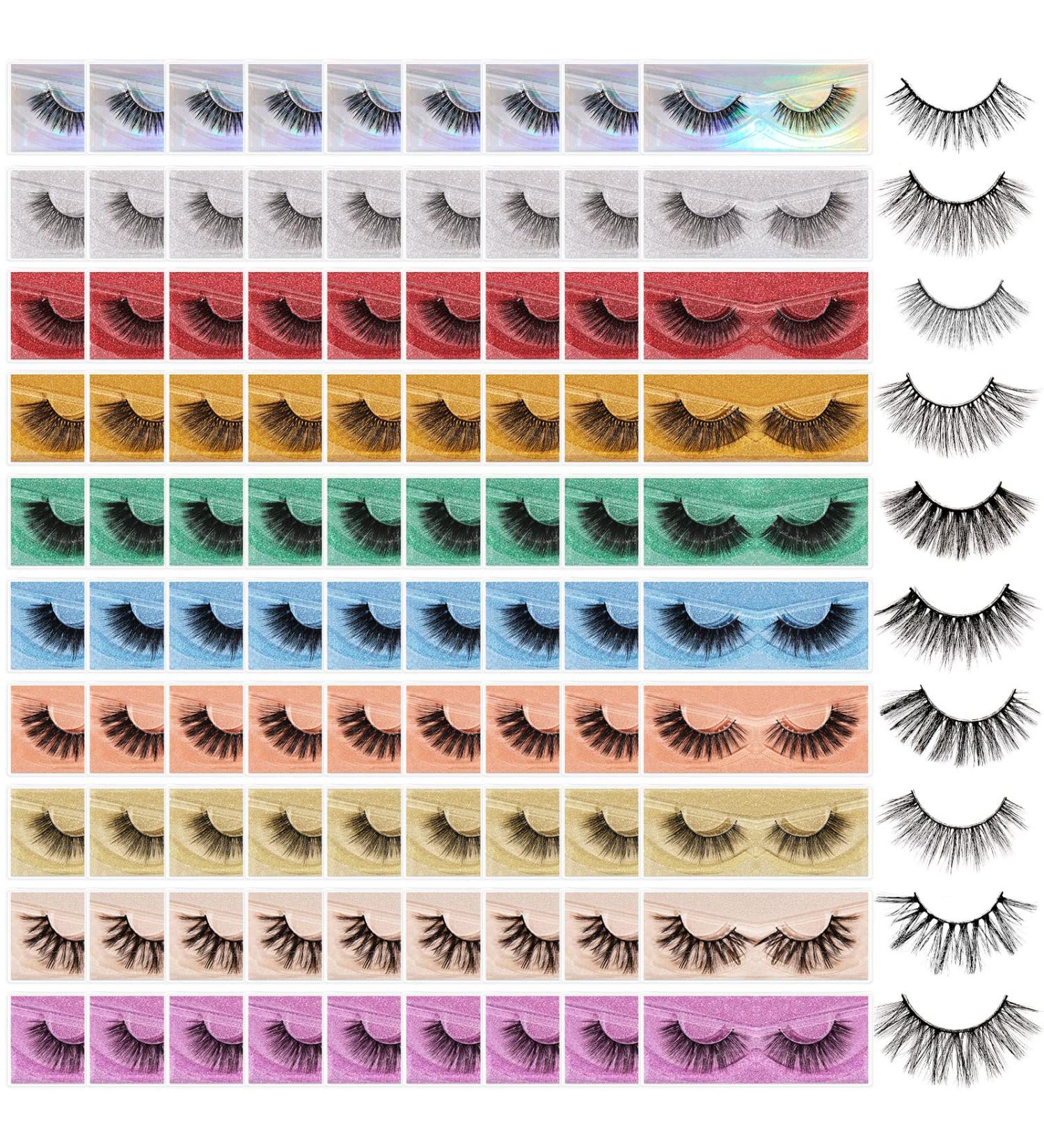 180 Pairs Mink Lashes Bulk Volume Strip Individual & 3D Fluffy Lashes - 10-20mm Wispy Curly & Glitter Multipack for Boutique - 10 Styles, Pack of Eyelash Extensions - Buy Online on GoSupps.com