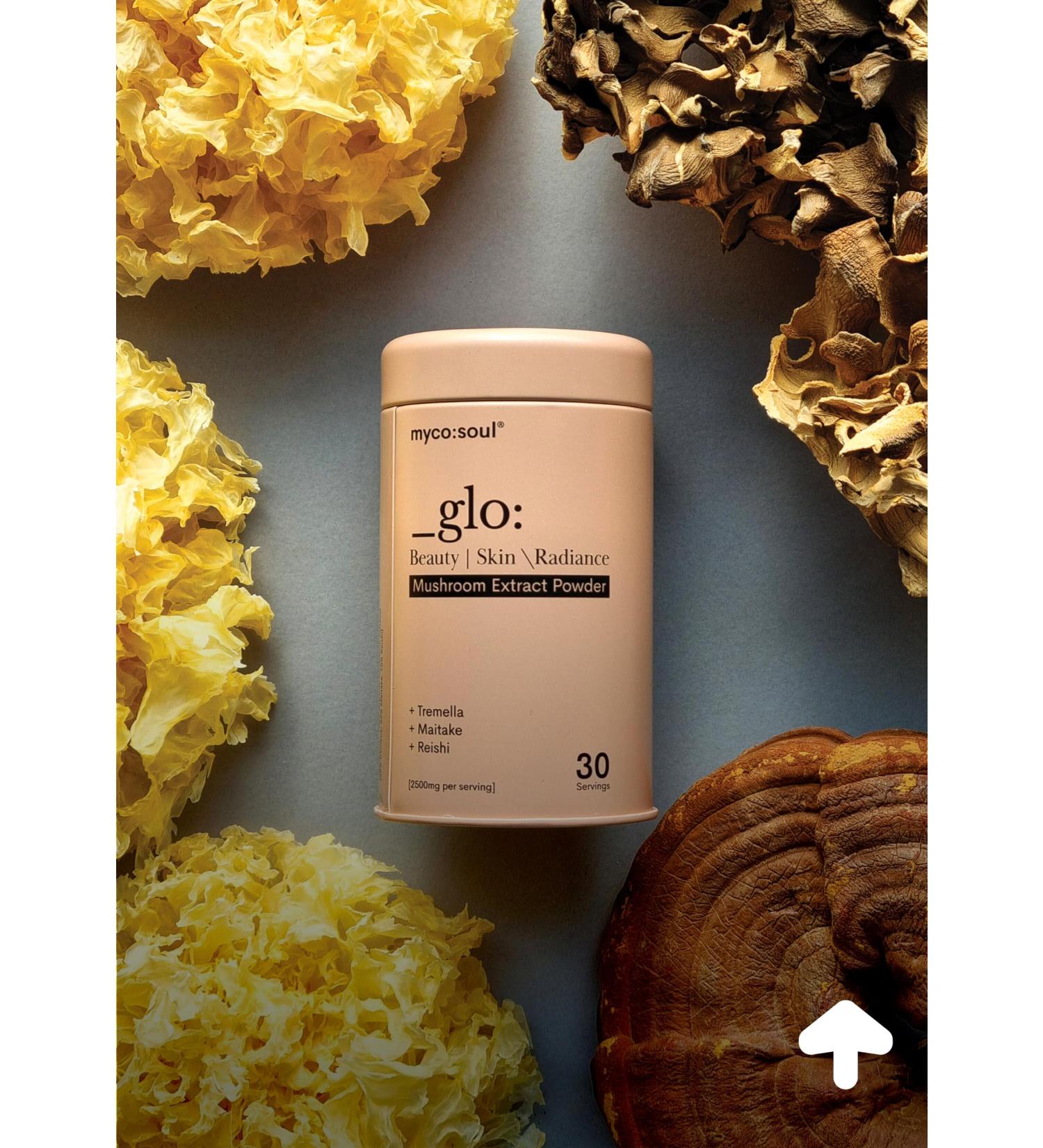 _glo: Beauty Fuel | Organic Mushroom Extract 3 | Synergy | Tremella | Stimulates Collagen Skin Hydration Anti-Aging Better Sleep | Add to All | Lab Tested | - Buy Online on GoSupps.com