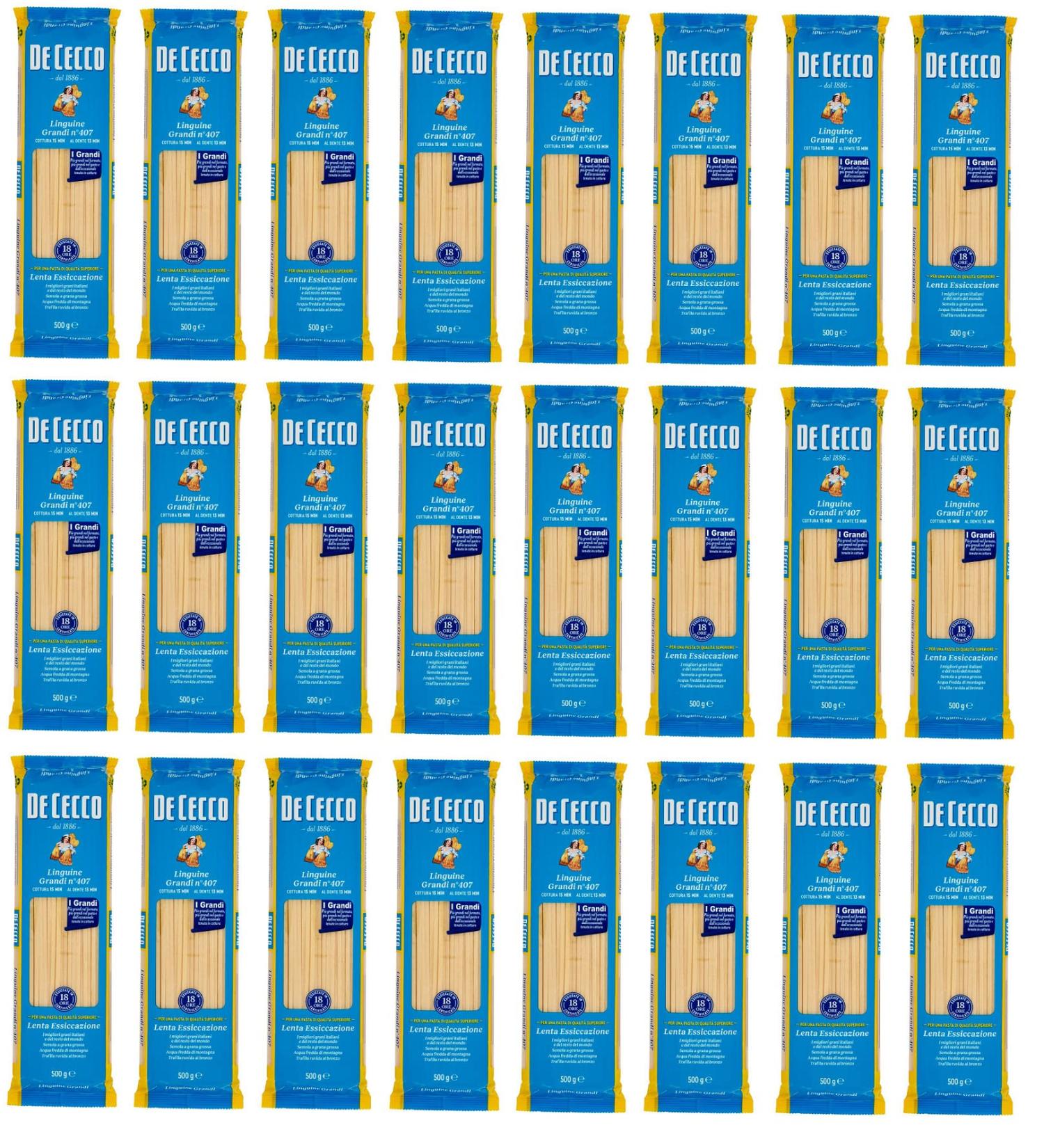  De Cecco Pack of 24 De Cecco 100% Italian Linguine Grandi pasta no. 407 500g - Buy Online on GoSupps.com