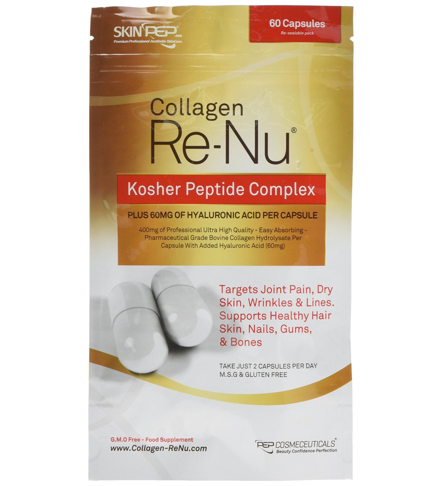 Skinpep ReNu Kosher Bovine Collagen Powder Shot Anti-Aging Daily Drink Nutrient Supplement - Buy Online on GoSupps.com