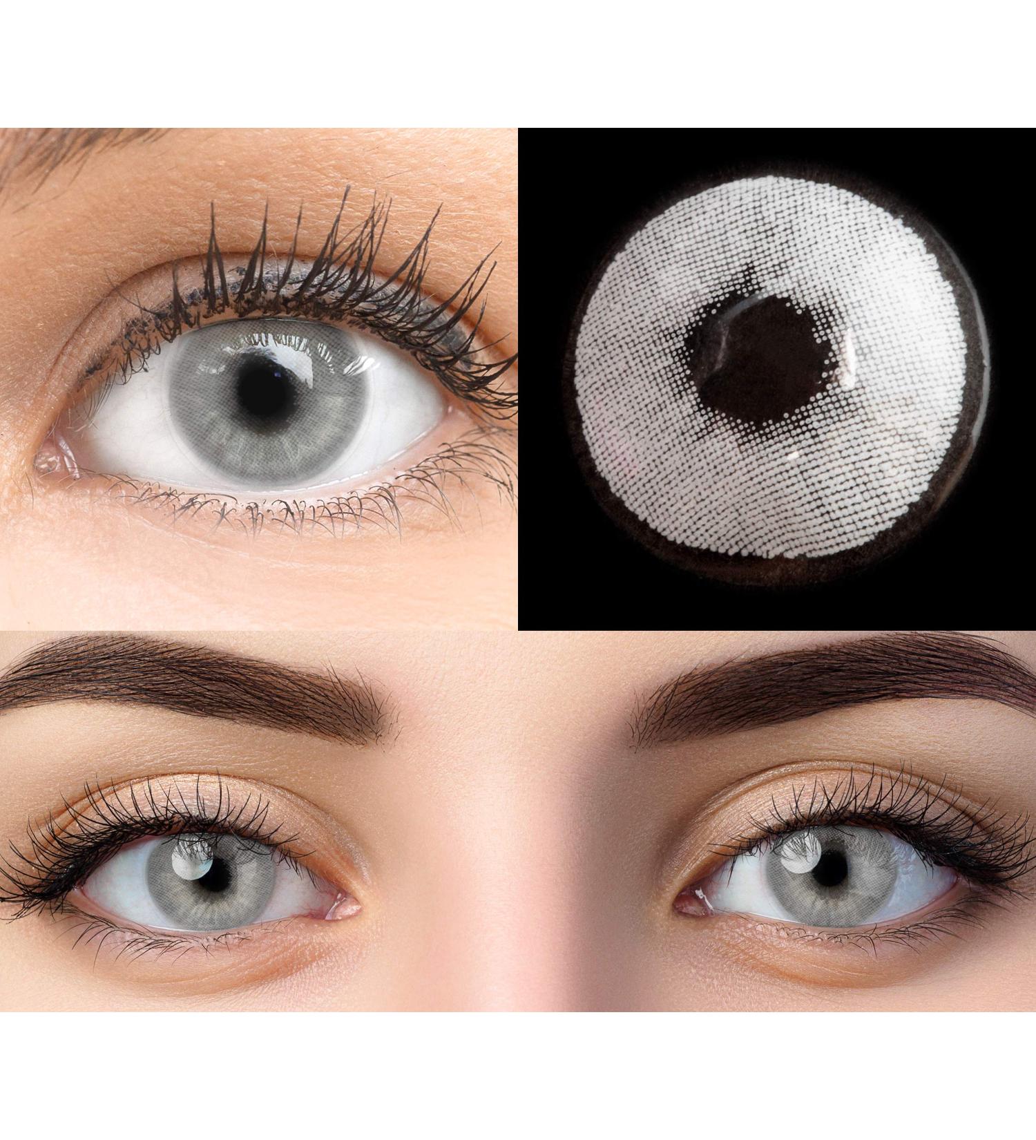 Glamlens Pisa Gray Contact Lenses - Natural Gray Very Strong Coverage Silicone Hydrogel 1 Pair -5.00 Diopters 14.20mm Diameter - Buy Online on GoSupps.com