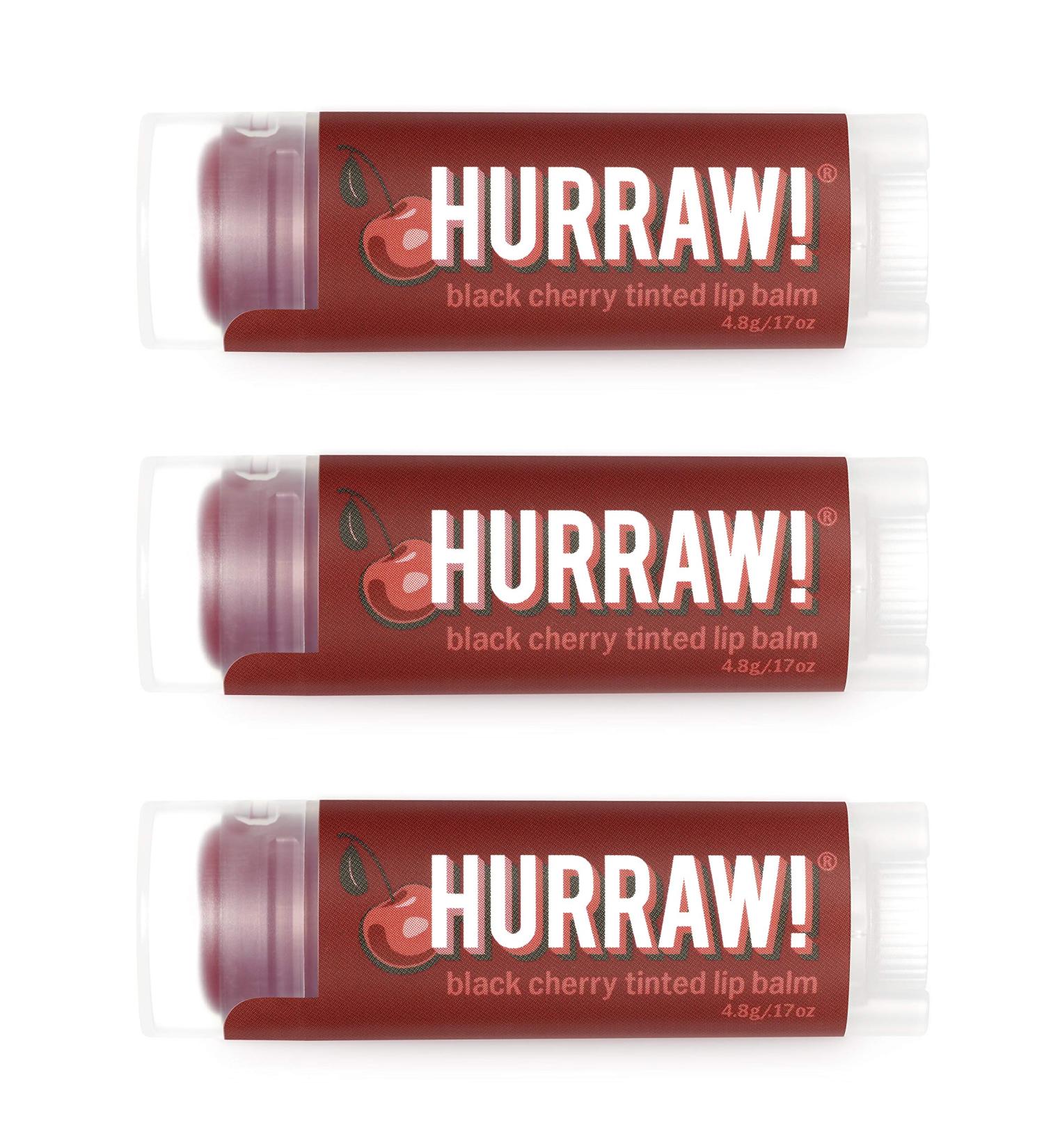 Hurraw! Black Cherry Tinted Lip Balm 3 Pack - Sheer Red Tint | Organic, Vegan, Cruelty-Free | Non-GMO, Gluten-Free | Made in USA | 0.17 Oz - Buy Online on GoSupps.com