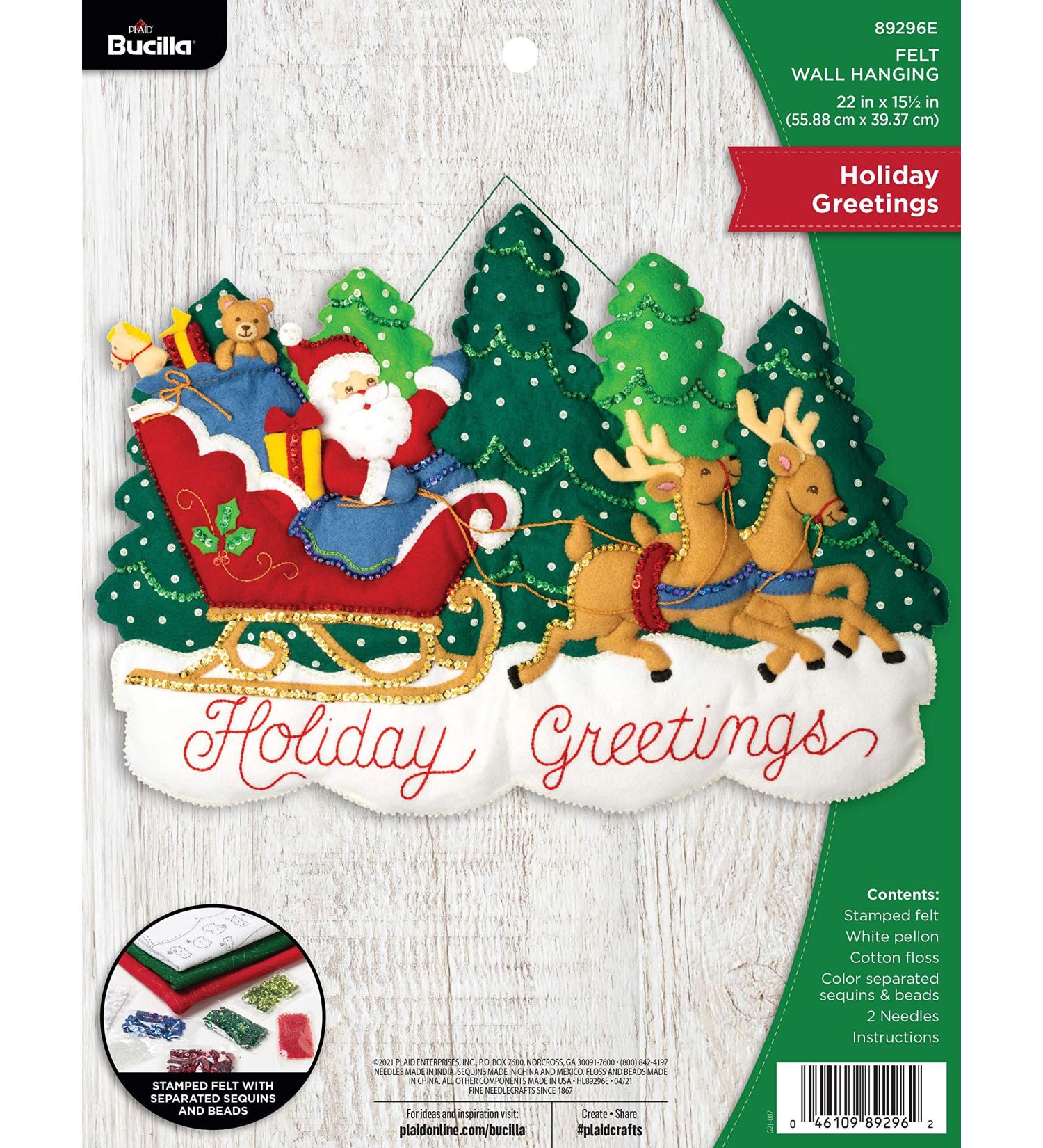 Bucilla  Holiday Greetings Felt Applique Wall Hanging  Perfect Supplies for DIY Needlepoint Arts and Crafts  89296E - Buy Online on GoSupps.com