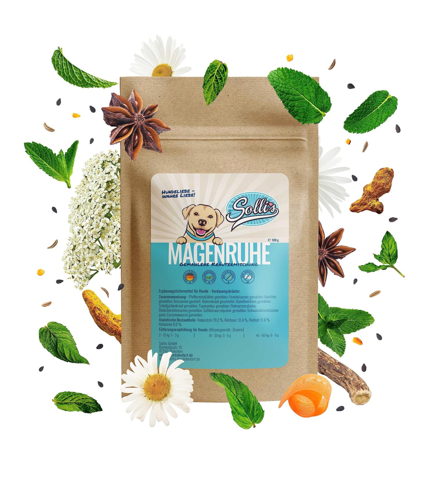 Sollis Digestive Herbs for Dogs | Natural Herbal Digestive Aid Powder | 100% Natural | Supports Gastrointestinal Health & Digestive Comfort | 100g - Buy Online on GoSupps.com