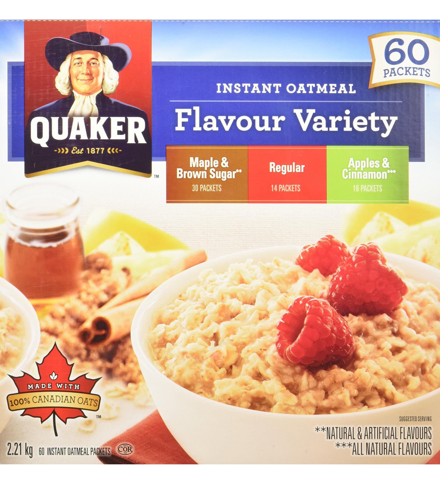 Quaker Instant Oatmeal Flavour Variety 60 Pouches 2.21 Kg 60 Count - Buy Online on GoSupps.com