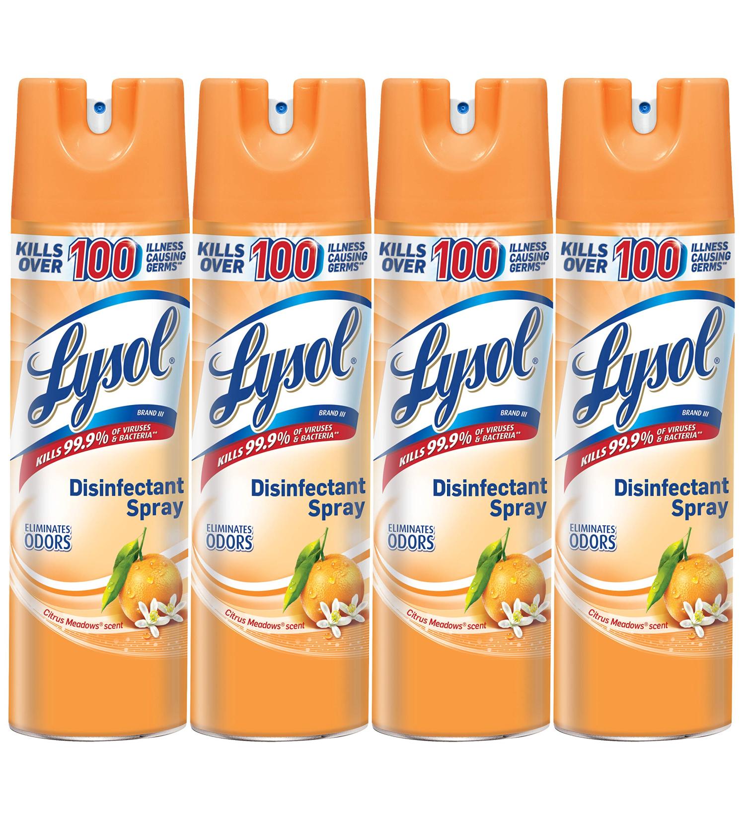 Lysol Citrus Meadows Disinfectant Spray 76oz (4X19oz) - Kills 99.9% of Germs - Buy Online on GoSupps.com