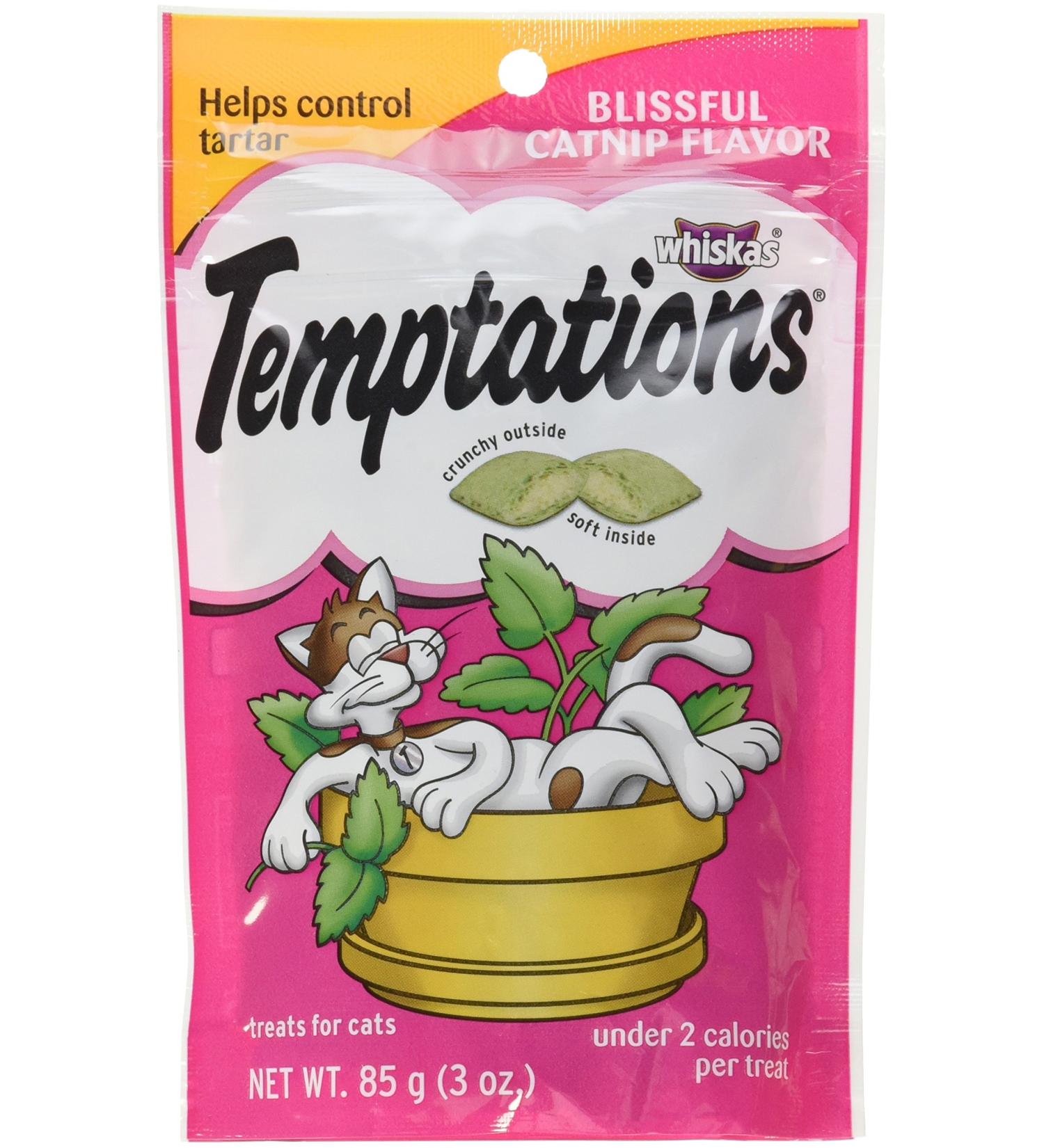 TEMPTATIONS Classic Treats for Cats Blissful Catnip Flavor 3 Ounces(Pack of 3)